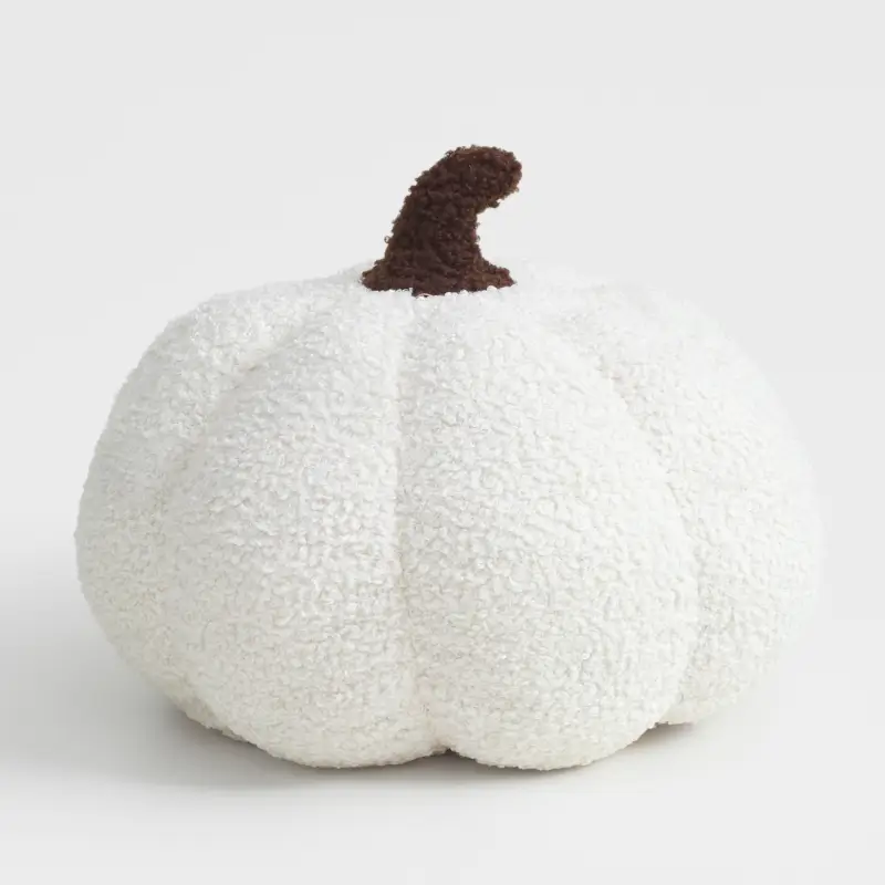 Подушка декоративная, 31х15 см, букле, молочная, Тыква, Boucle figure, image-0