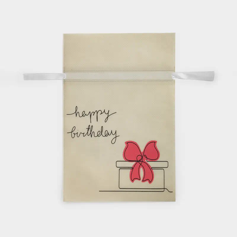 Мешок подарочный, 30х45 см, с завязками, полипропилен, белый, Happy Birthday, Birthday ,image-0