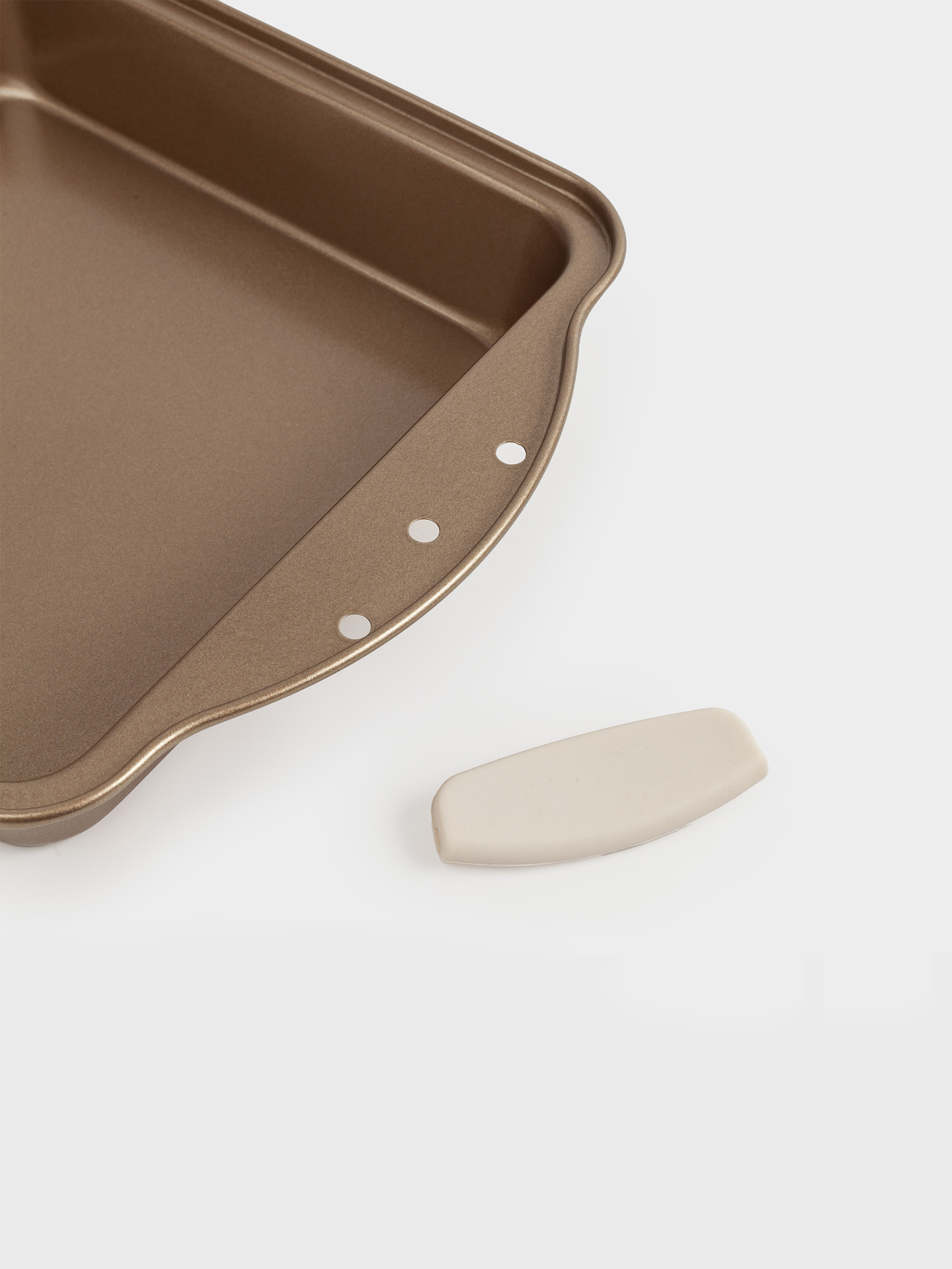 Пісіруге арналған таба, 28х22 см, тұтқалары бар, болат/силикон, төртбұрышты, мыс, Resto , image-4