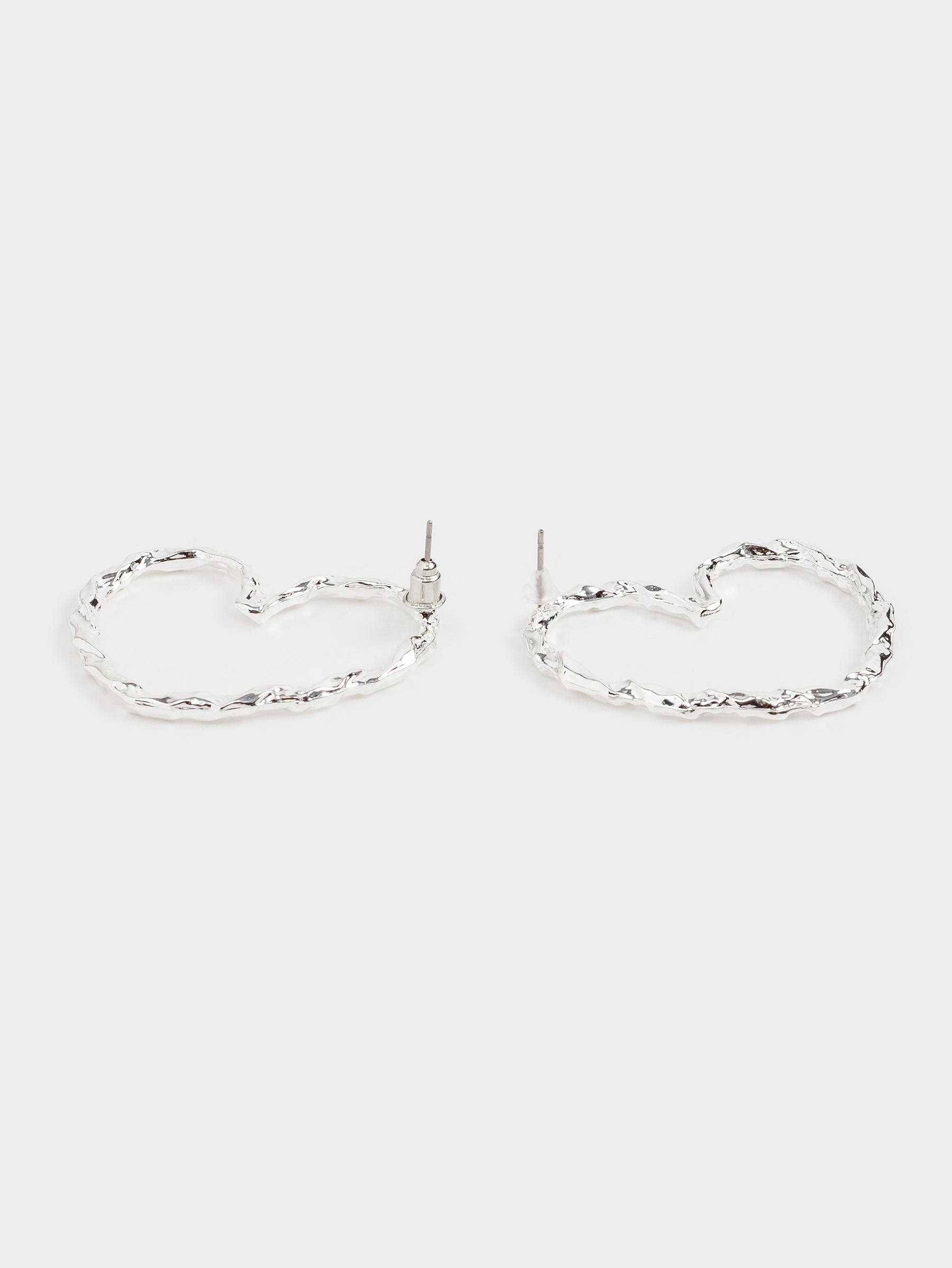 Серьги-пусеты, 4 см, 2 шт, металл, серебристые, Сердца, Jewelry heart, image-4
