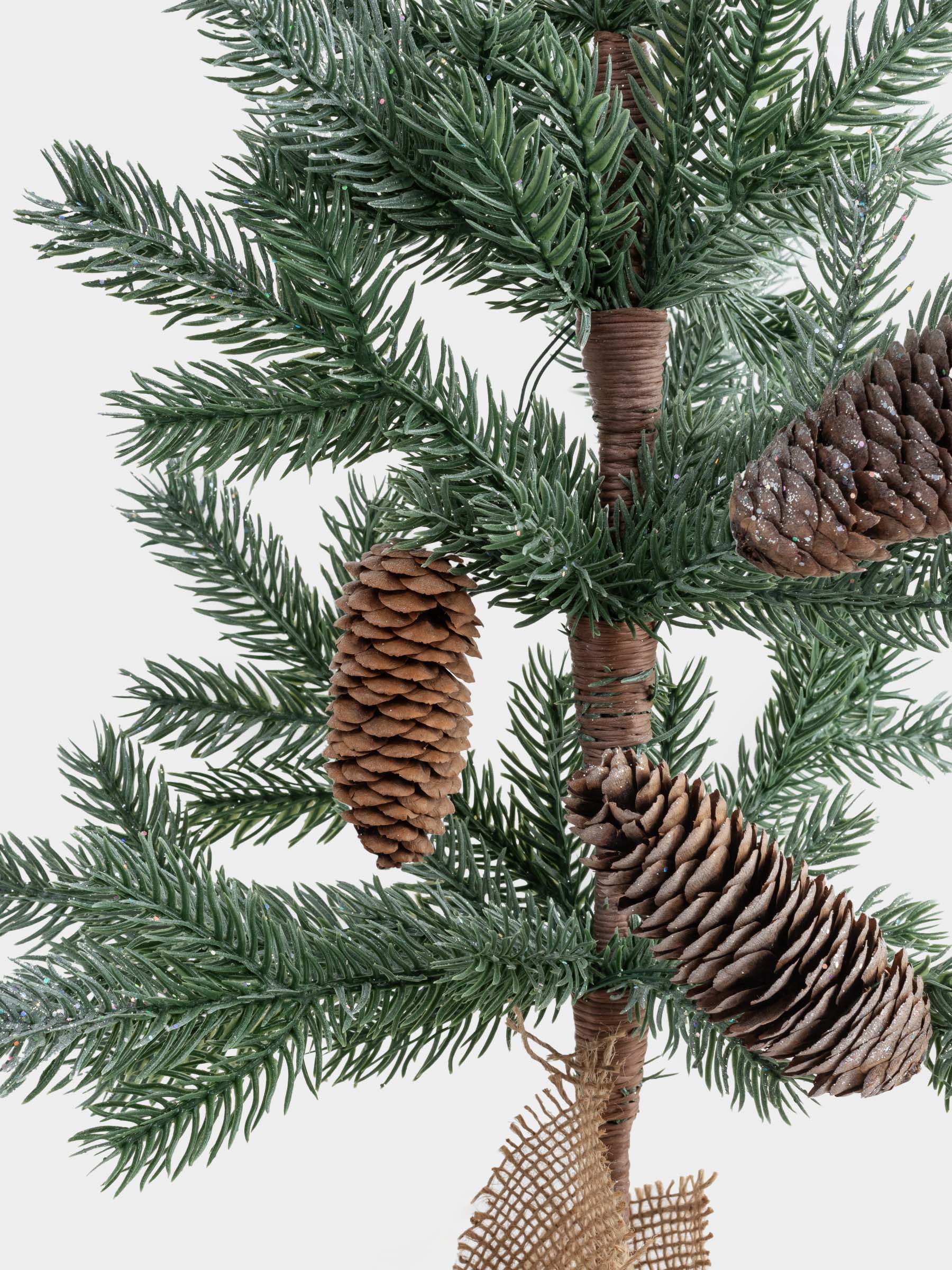 Ель искусственная, 45 см, в мешковине, пластик, Ель с шишками, Conifer decor, image-1