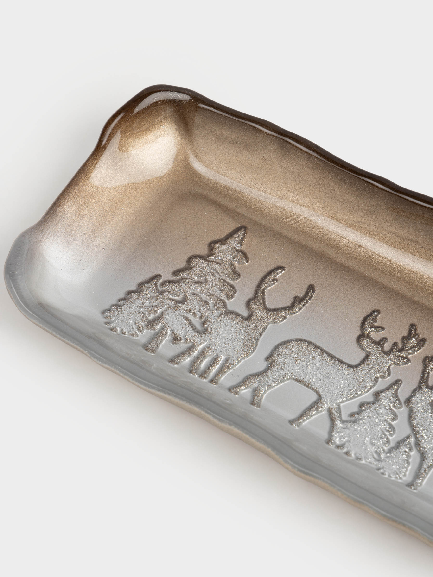 Ыдыс, 29х см, шыны, сүт және қола түстес, Ормандағы бұғы, Brumal, image-3