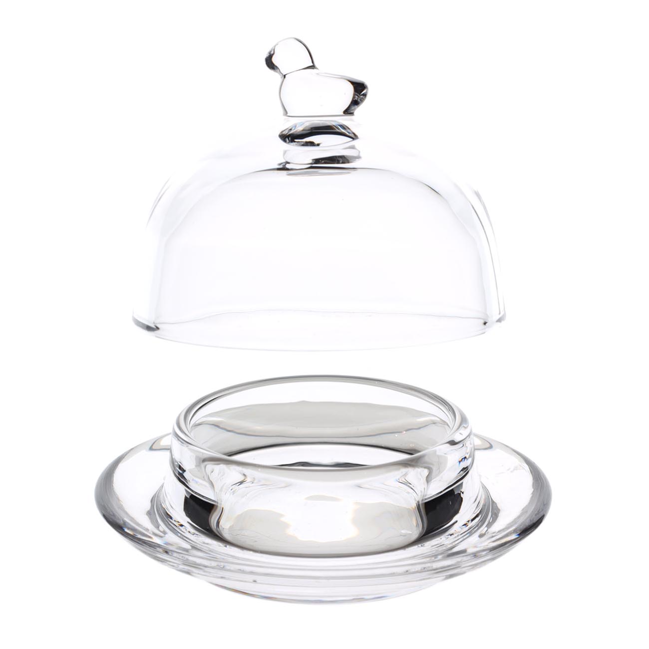 Икорница, 9 см, с крышкой, стекло, Птичка, Clear, image-1