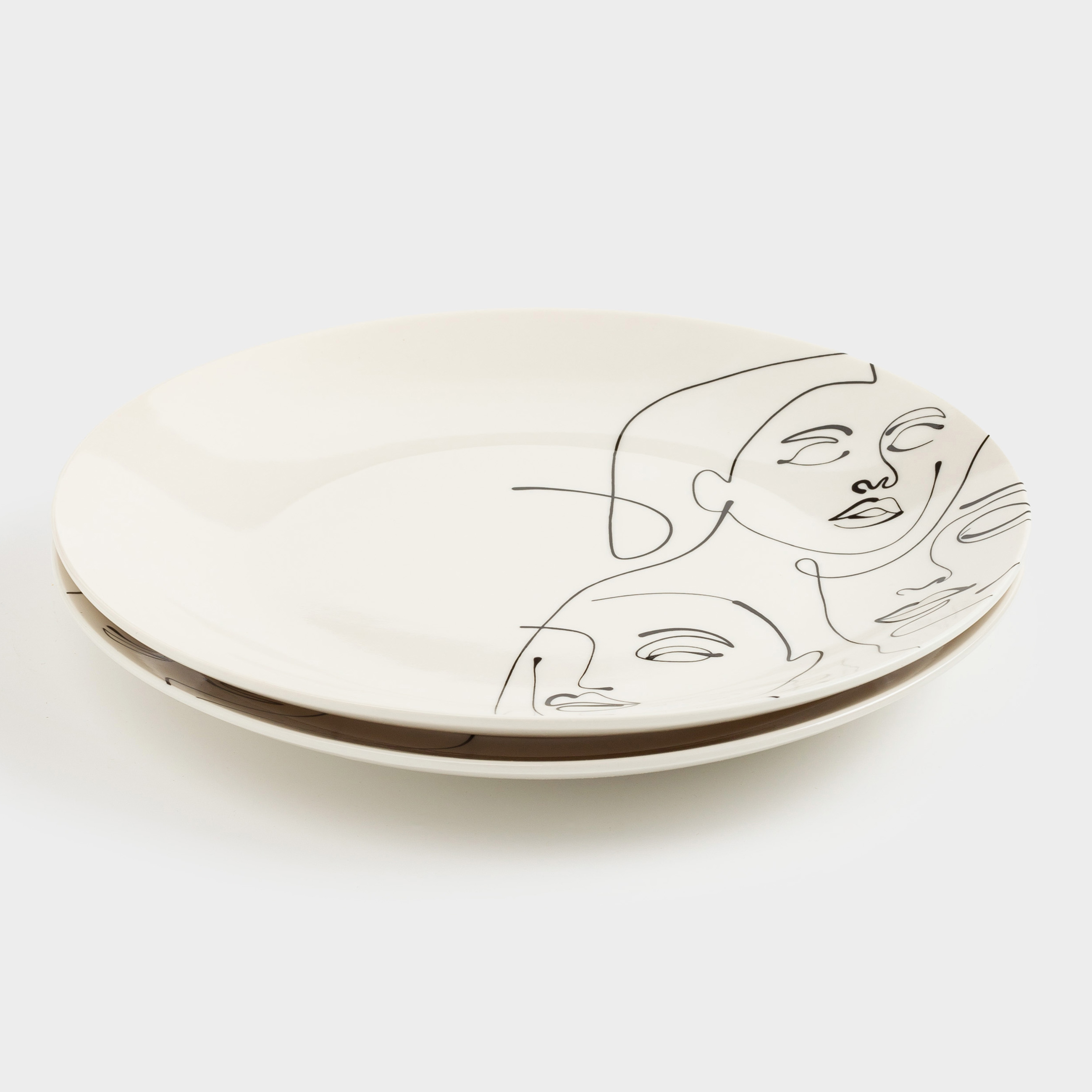 Тарелка закусочная, 23 см, 2 шт, фарфор N, молочная, Абстрактные лица, Face, image-1