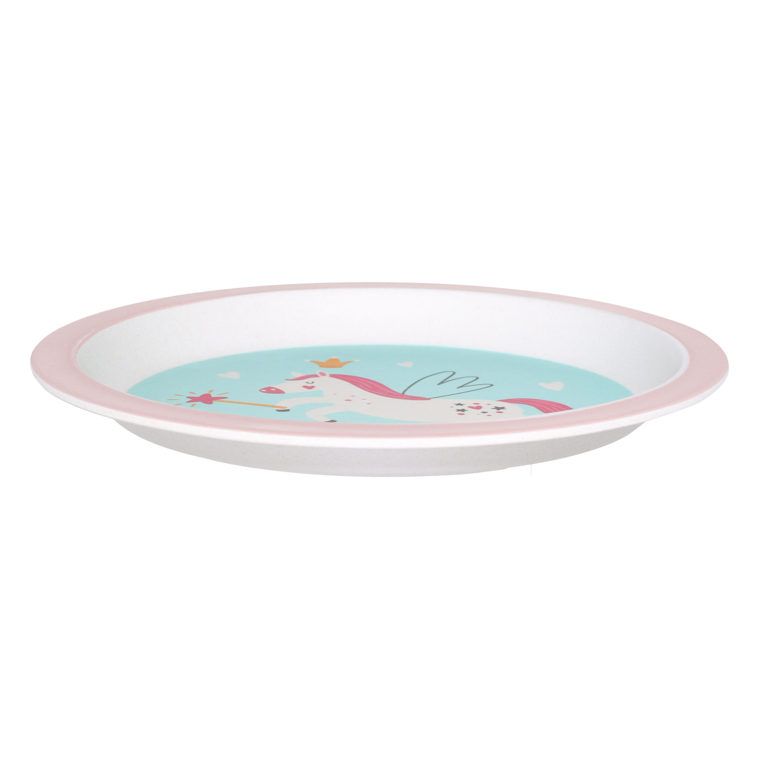 Набор посуды, детский, 5 пр, бамбук, розово-мятный, Единорог и радуга, Unicorn изображение № 4