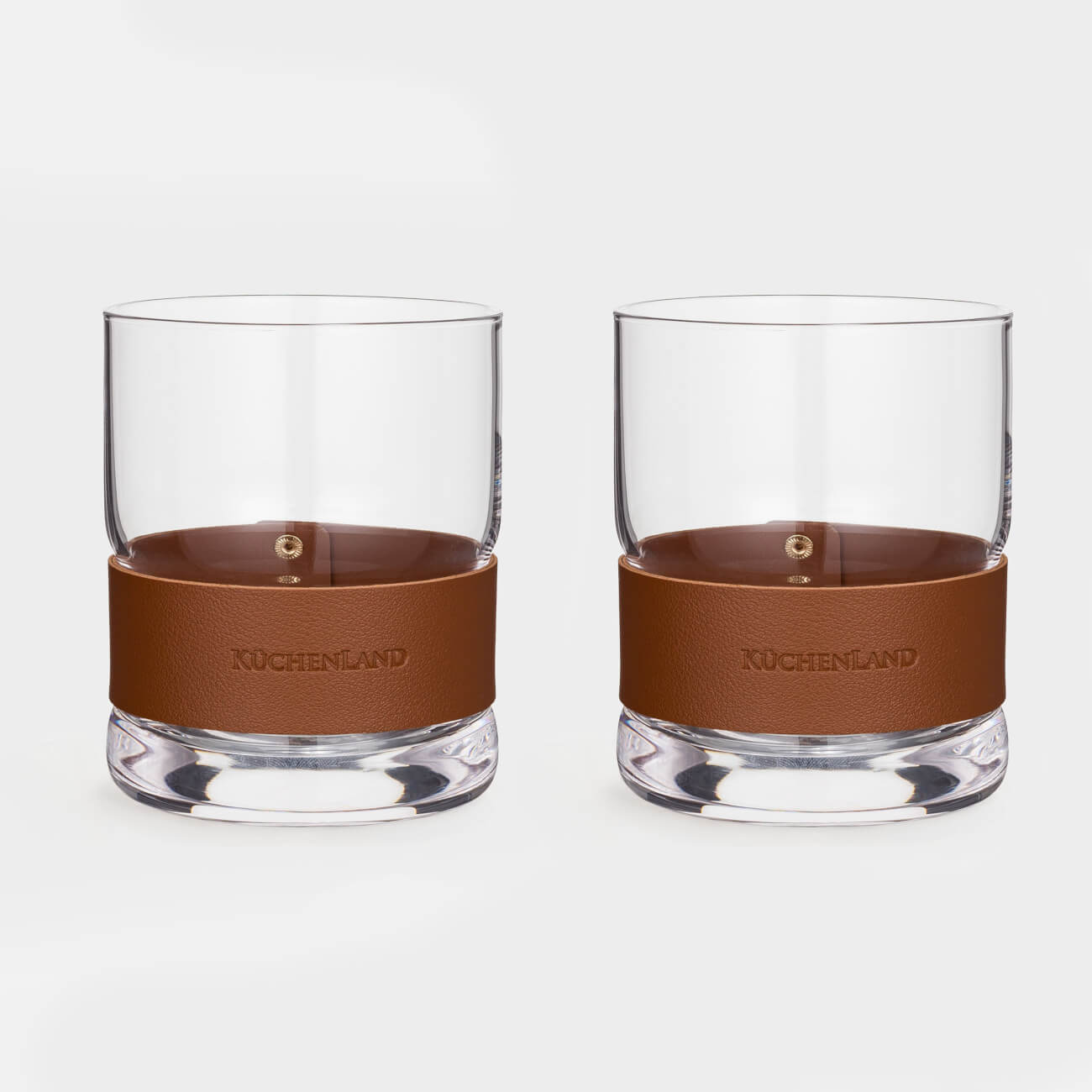 Виски стақаны, 10 см, 390 мл, 2 дана, шыны/жасанды былғары, Clear devo, image-0