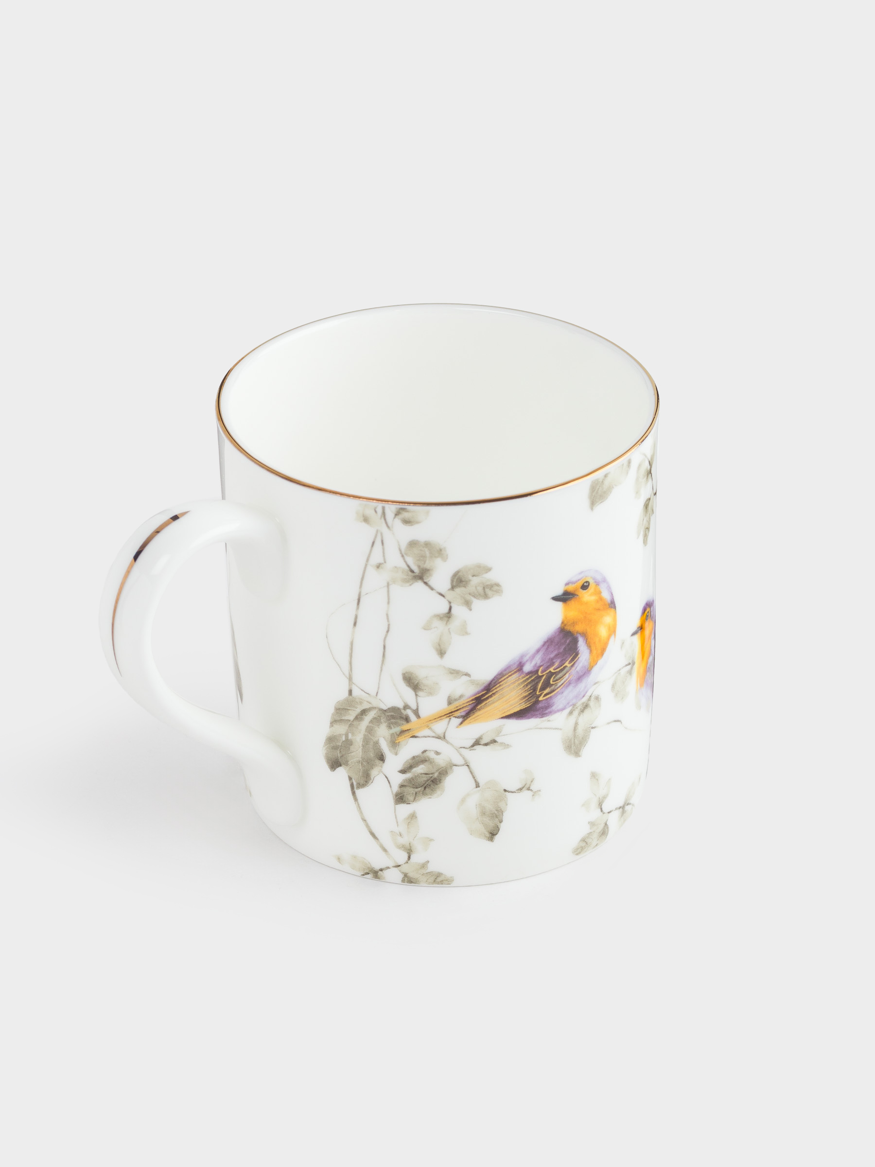 Кружка, 380 мл, фарфор F, с золотистым кантом, Расписной малюр, Paradise bird, image-1