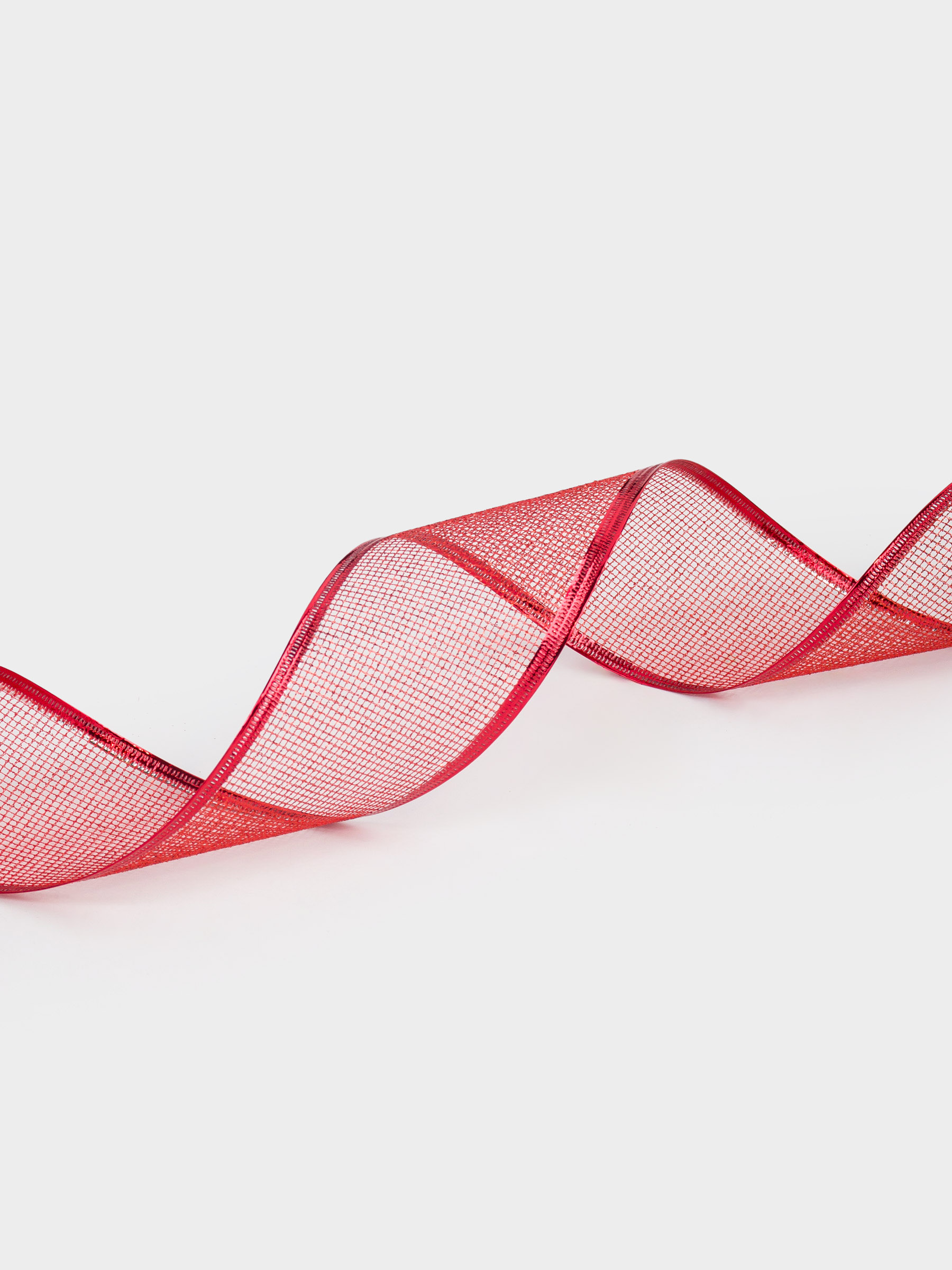 Сәндік таспа, 5 м, иілімді, полиэстер, қызыл, Тор, Ribbon christmas, image-3