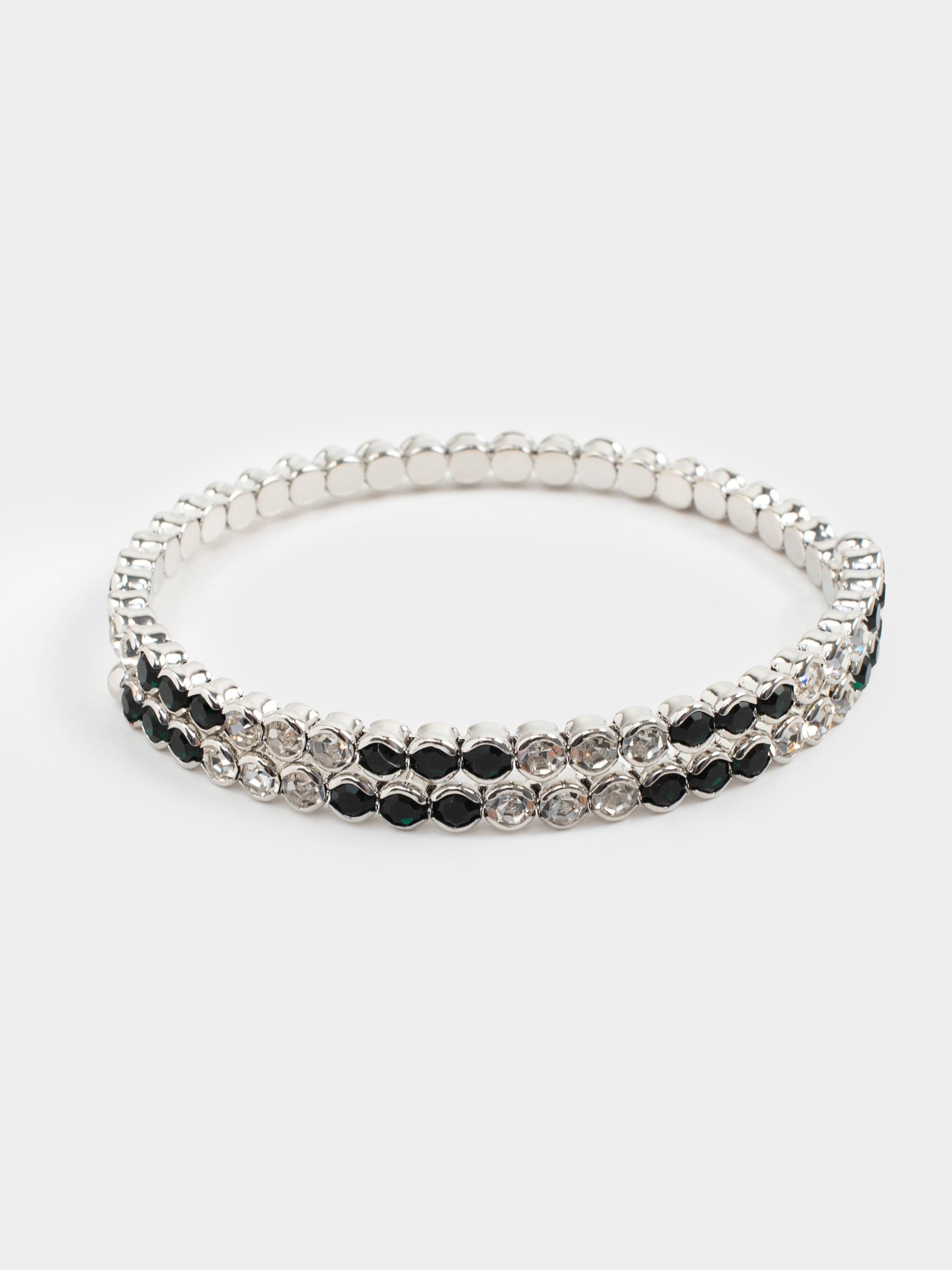 Браслет-спираль, 20 см, металл/стразы, зелено-серебристый, Кристаллы, Jewelry, image-4