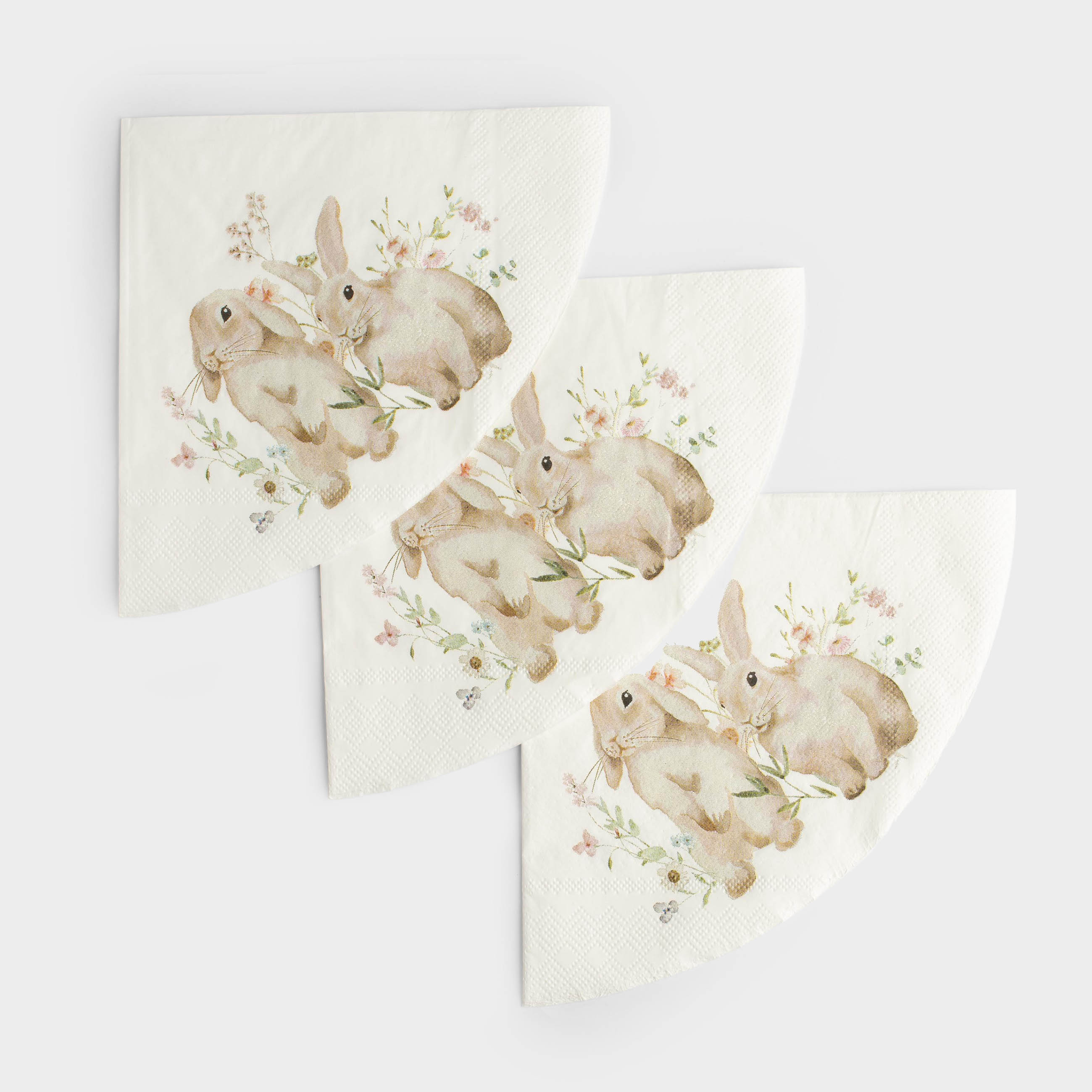 Қағаз майлықтар, 33х33 см, 20 дана, дөңгелек, ақ, Қояндар мен гүлдер, Natural Easter, image-6