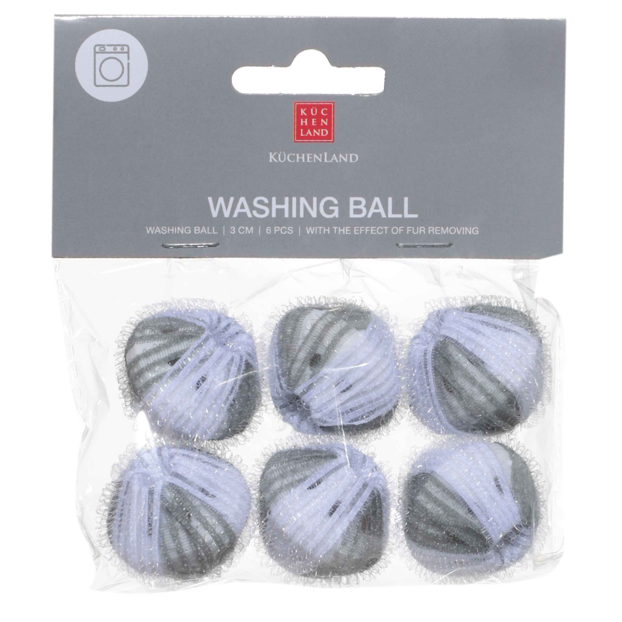 Шарик для стирки, 3 см, 6 шт, с эффектом сбора шерсти, нейлон, серый, Washing ball, image-1