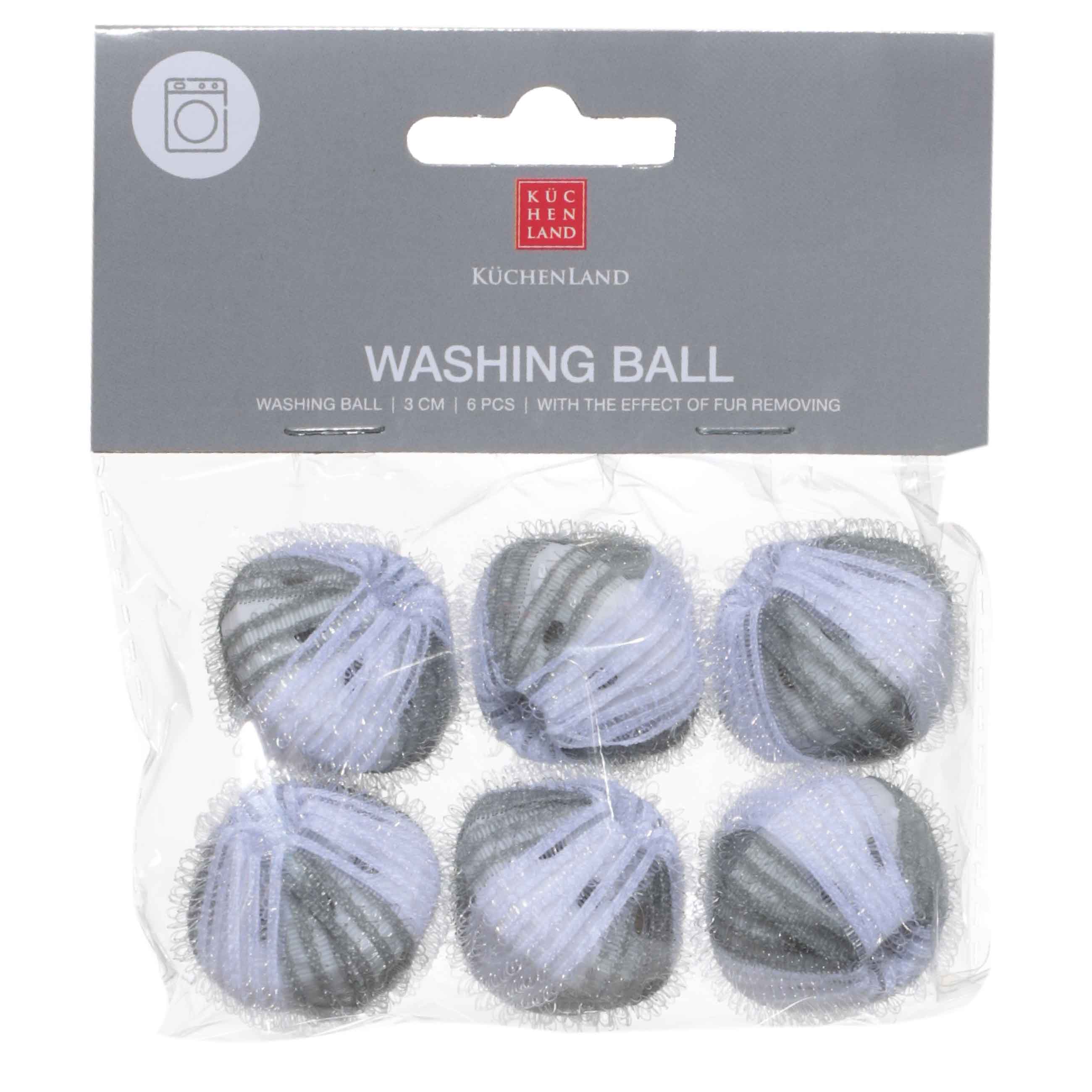 Шарик для стирки, 3 см, 6 шт, с эффектом сбора шерсти, нейлон, серый, Washing ball изображение № 2