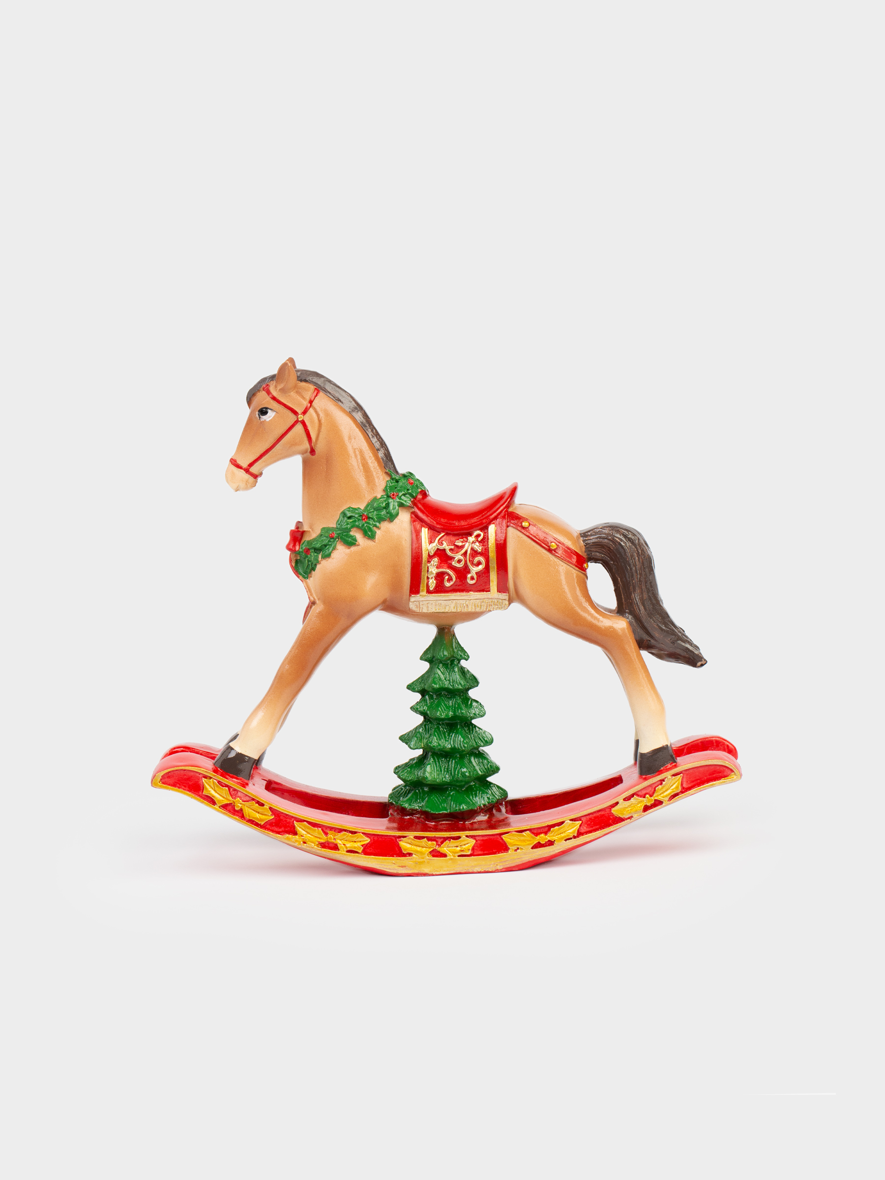 Мүсінше, 15 см, полирезин, қоңыр, Тербелетін ат, Horse christmas, image-0