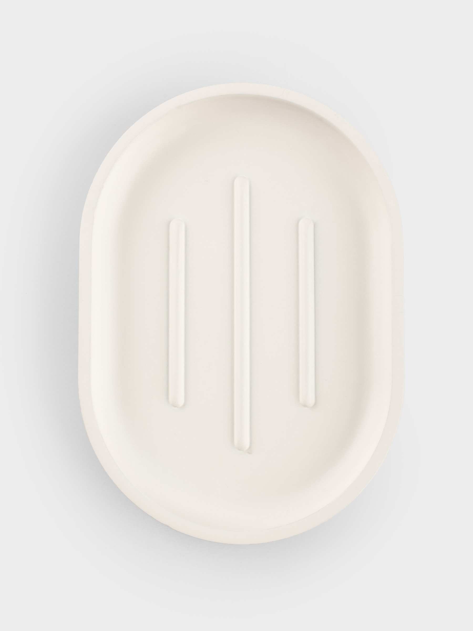 Мыльница, 13х10 см, полирезин, овальная, молочная, White stripes, image-3