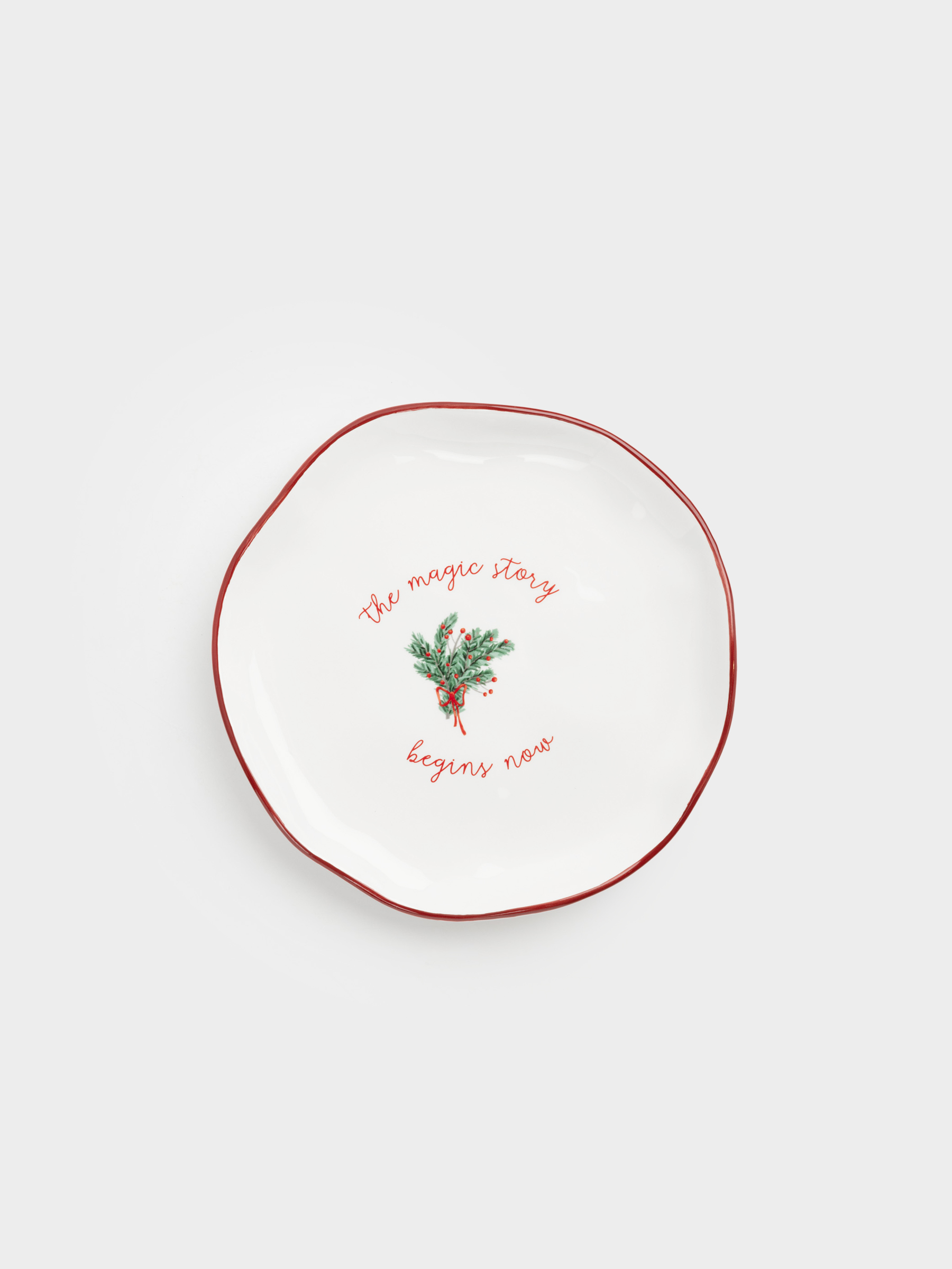 Тарелка закусочная, 21 см, керамика, Еловая ветка с бантом, Сhristmas tree, image-0