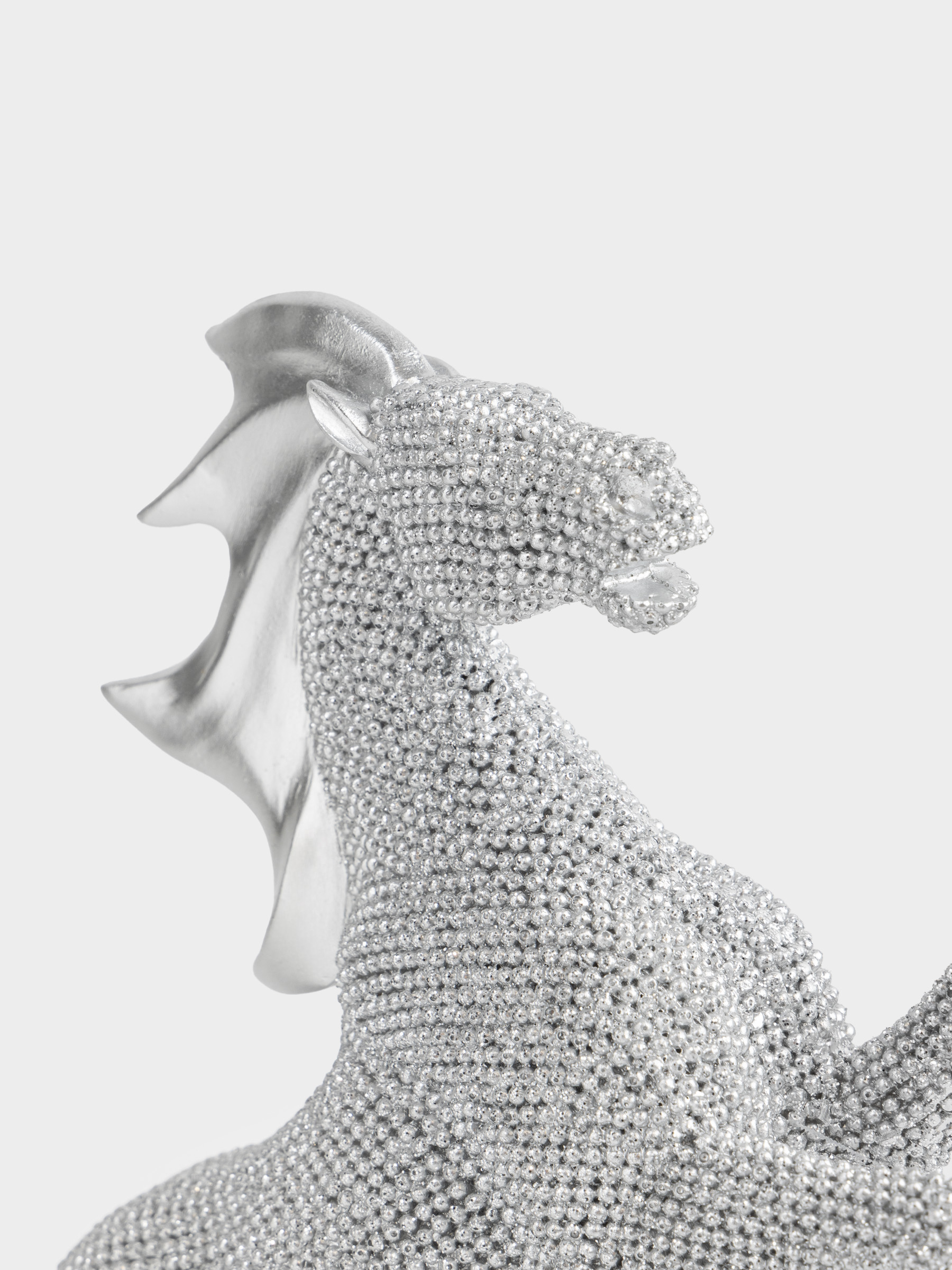 Статуэтка, 24 см, полирезин, серебристая, Конь на задних ногах, Horse silver, image-3