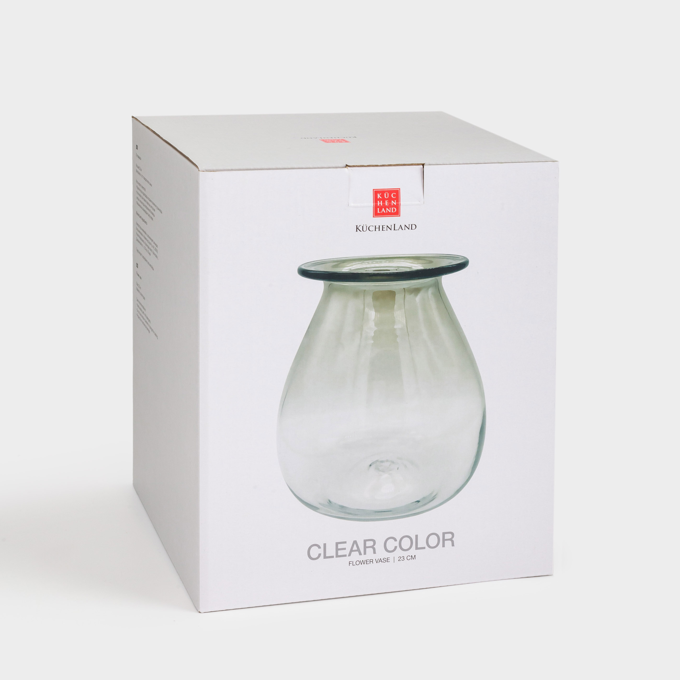 Ваза для цветов, 23 см, стекло, бежевая, Clear color, image-3