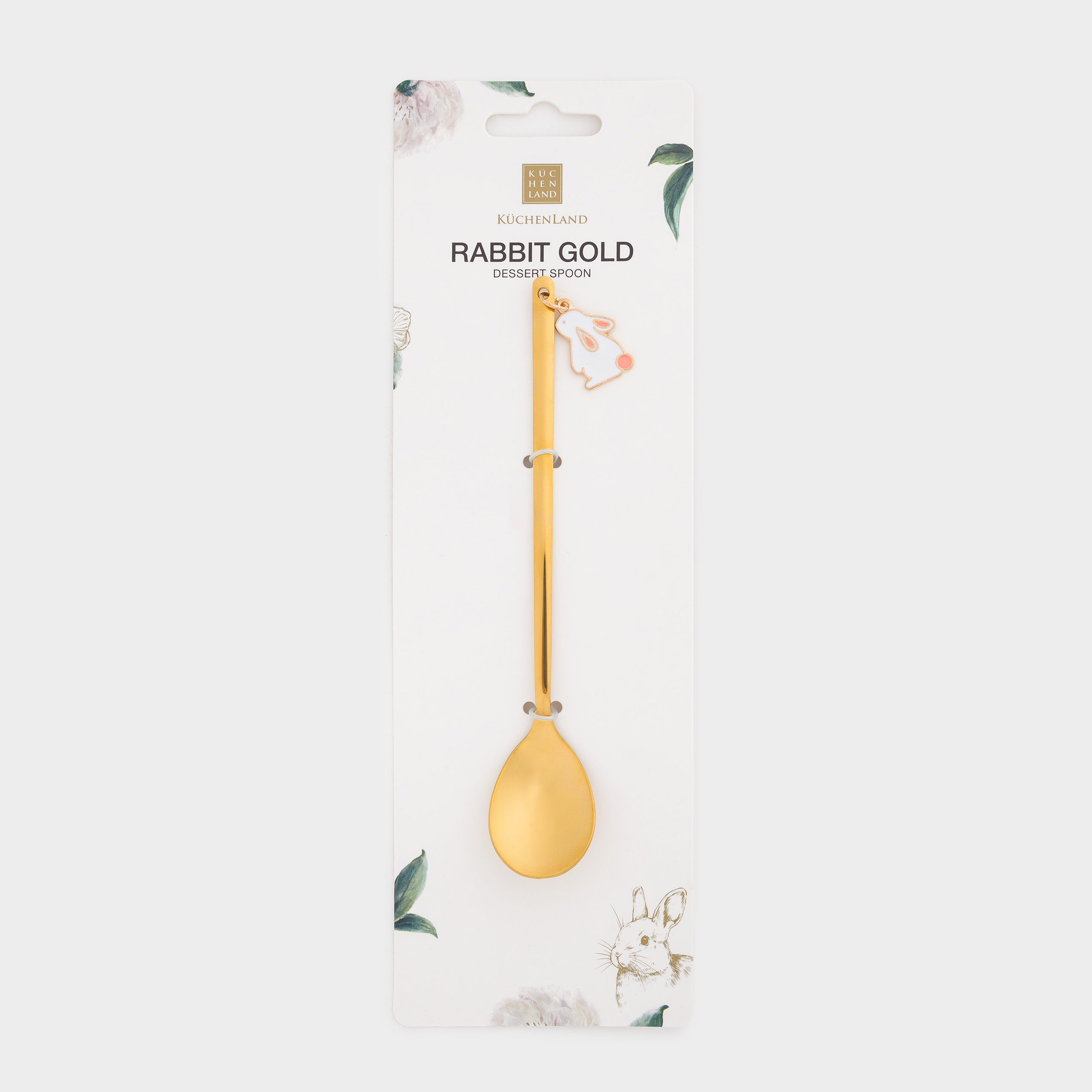 Ложка десертная, 14 см, сталь, золотистая, Белый кролик, Rabbit gold, image-3
