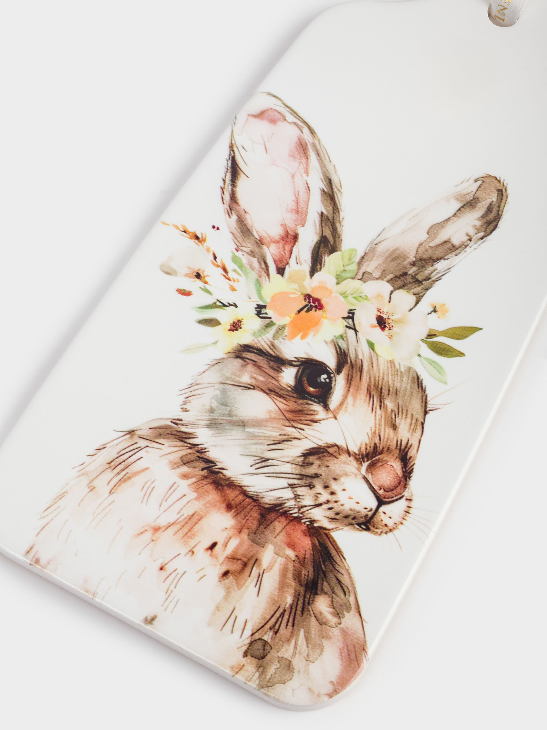 Подставка под горячее, 14x28 см, керамика/пробка, Кролик в венке, Natural Easter, image-3