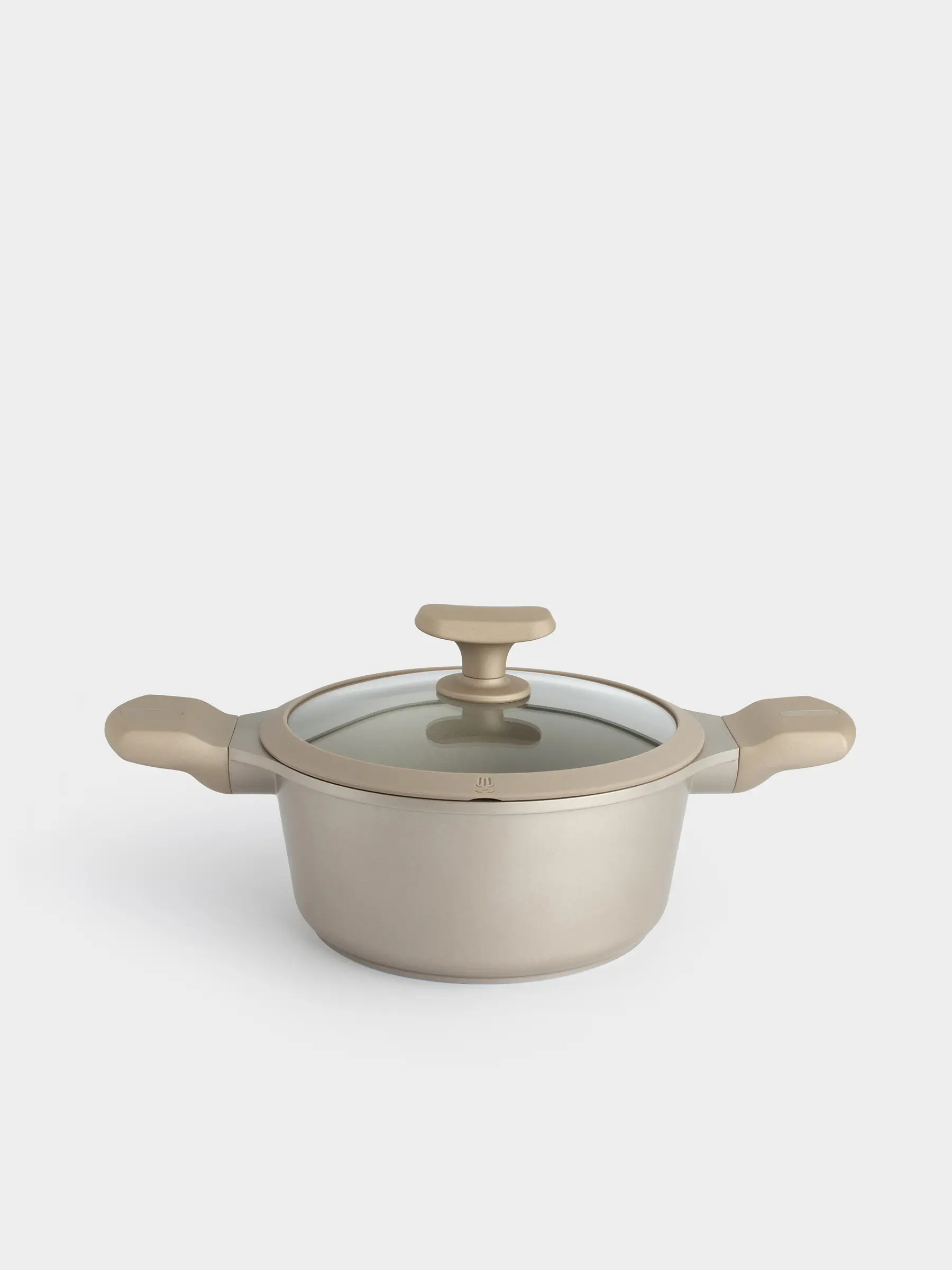Кастрюля, 20 см, 2,4 л, с крышкой, с покрытием, алюминий, серо-бежевая, Dainty
