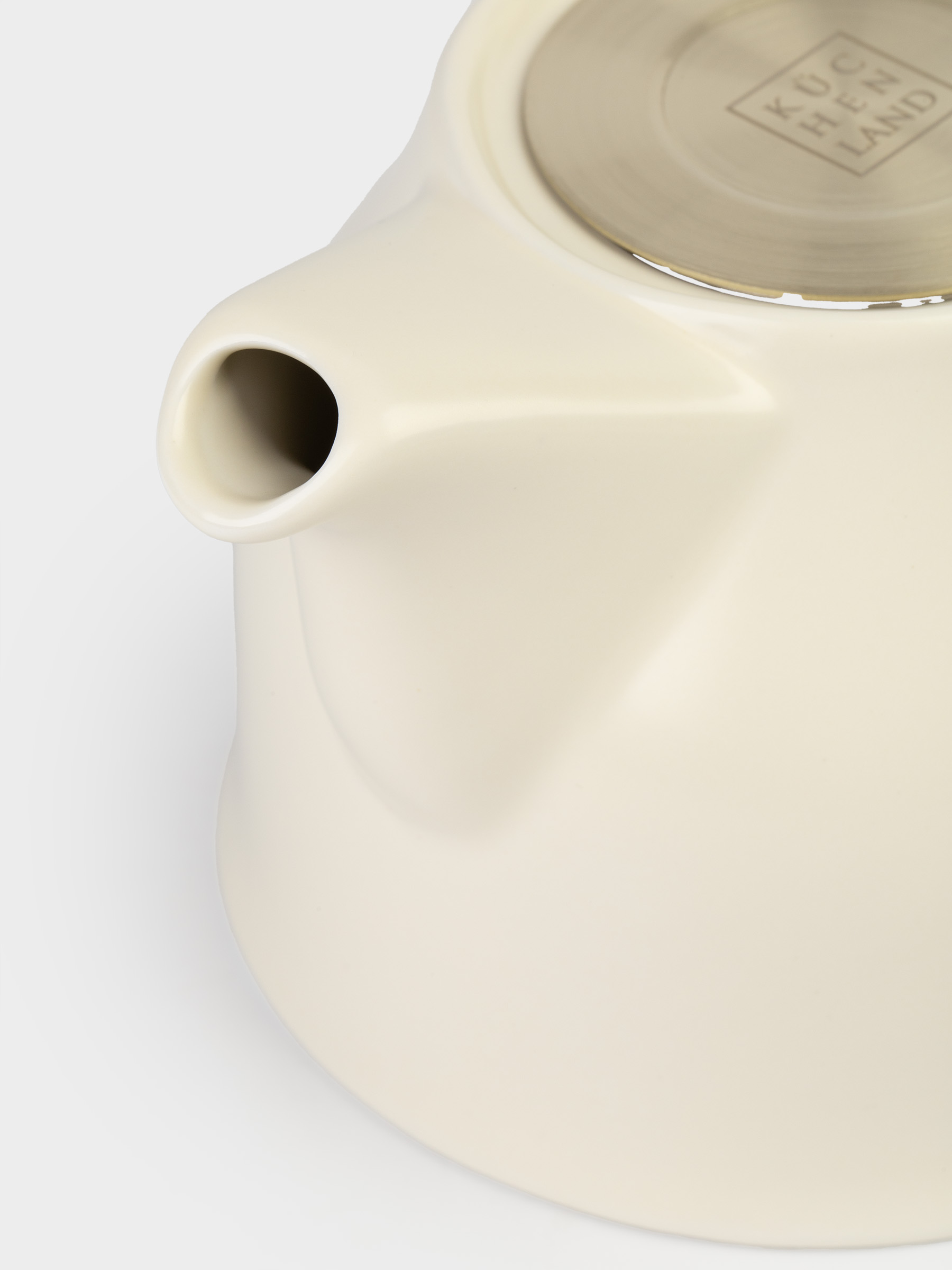 Шай демдейтін шәйнек, 1 л, керамика/болат, сүт түстес-алтын, Kettle ceramo, image-3