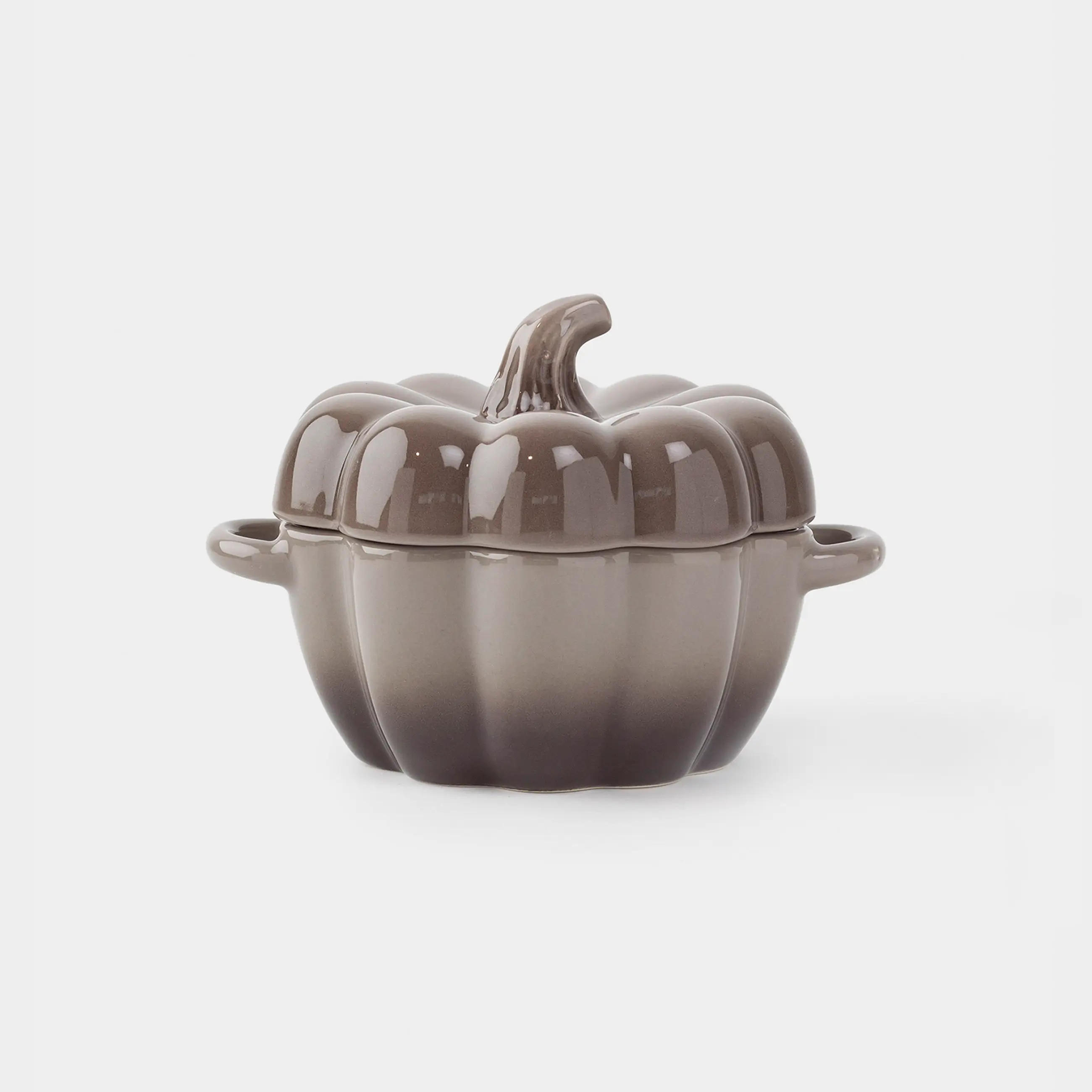 Кокотница, 11 см, 350 мл, қақпағы бар, керамика, сұр-қоңыр, Асқабақ, Pumpkin