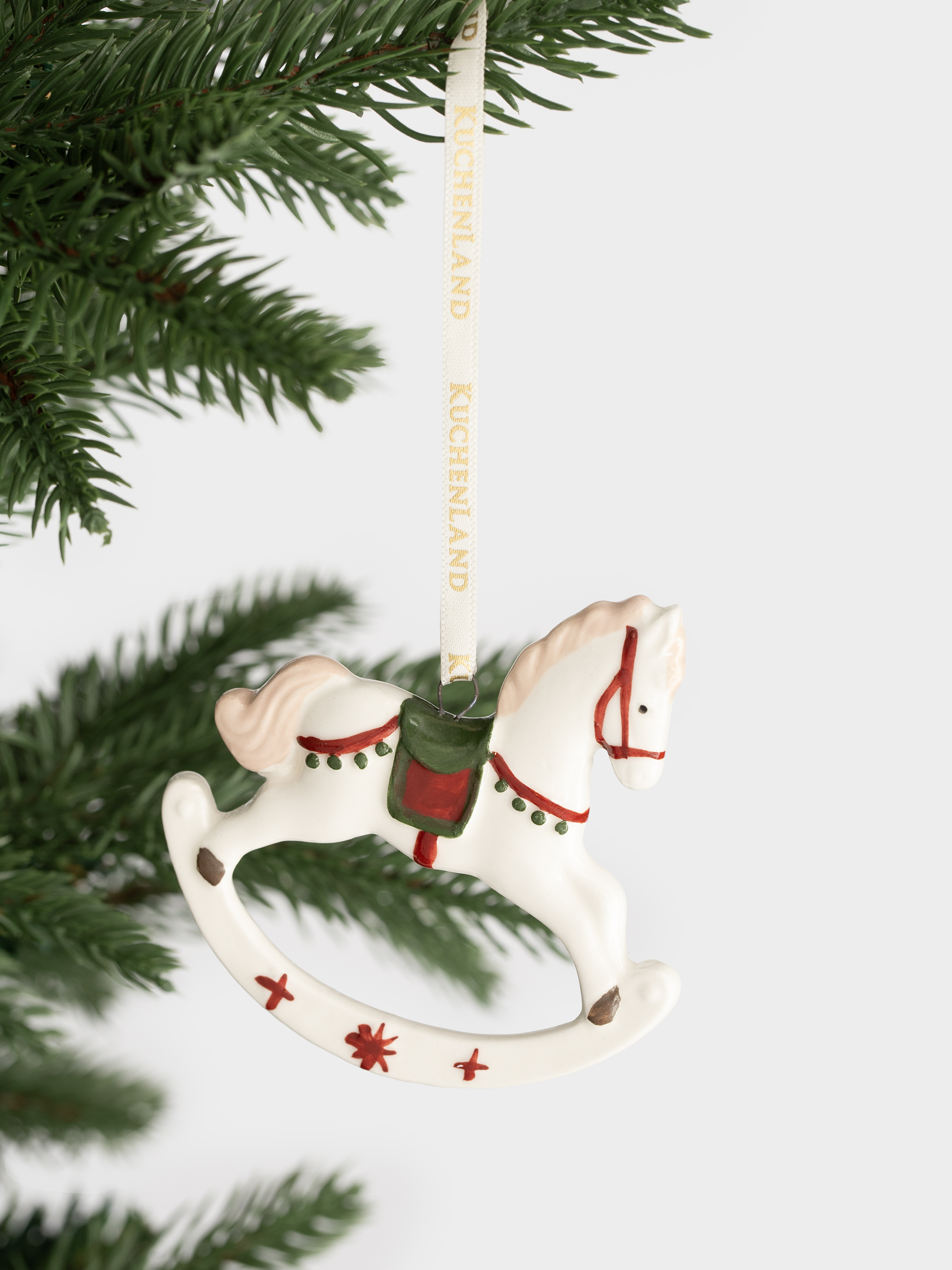 Шырша ойыншығы, 7 см, фарфор P, ақ, Жылқы, Figure christmas, image-3