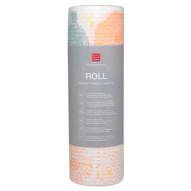 Полотенца рулонные, 25х25 см, 50 шт, целлюлоза, белые, Цветы, Roll ,image-0