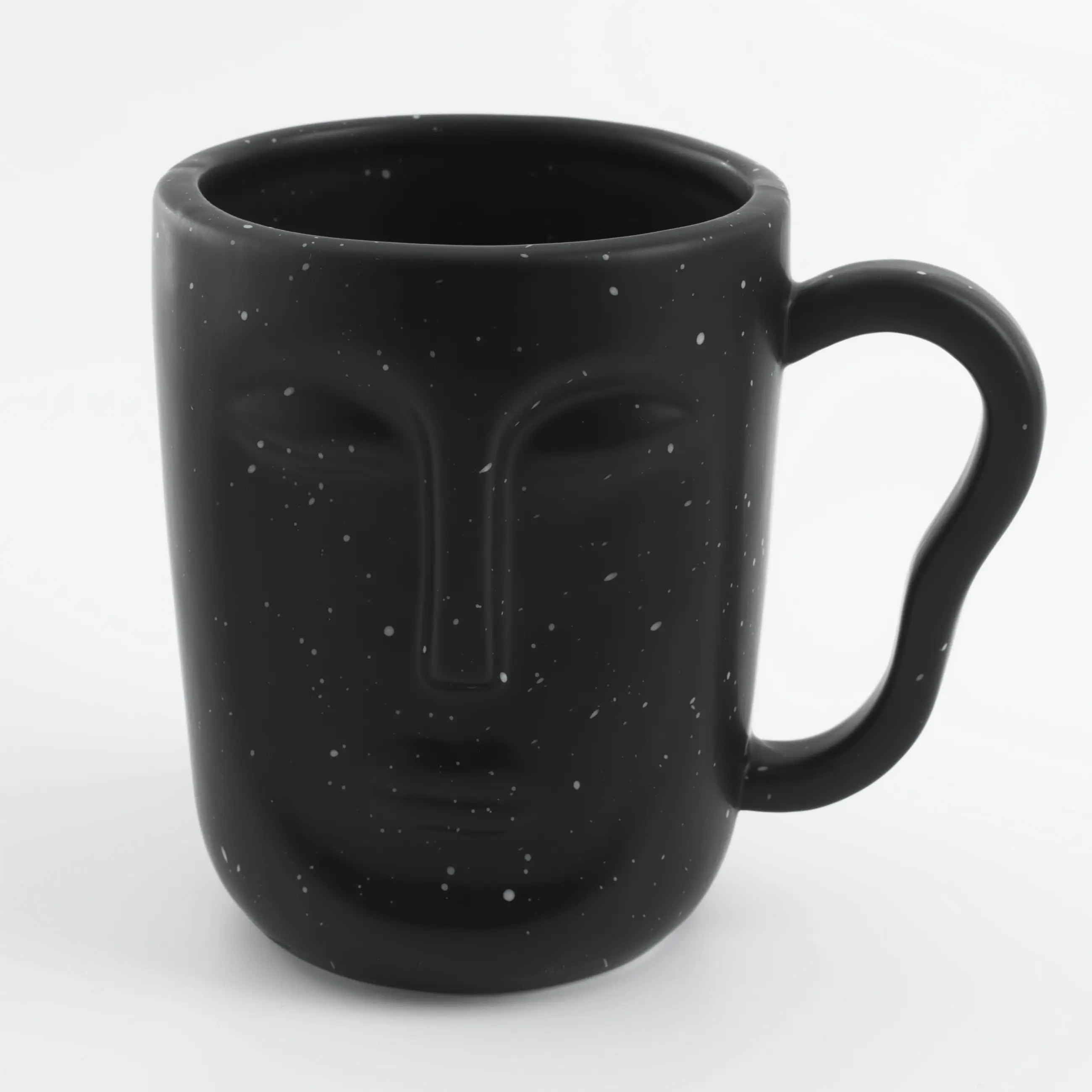 Кружка, 580 мл, керамика, черная, в крапинку, Лицо, Face speckled, image-0