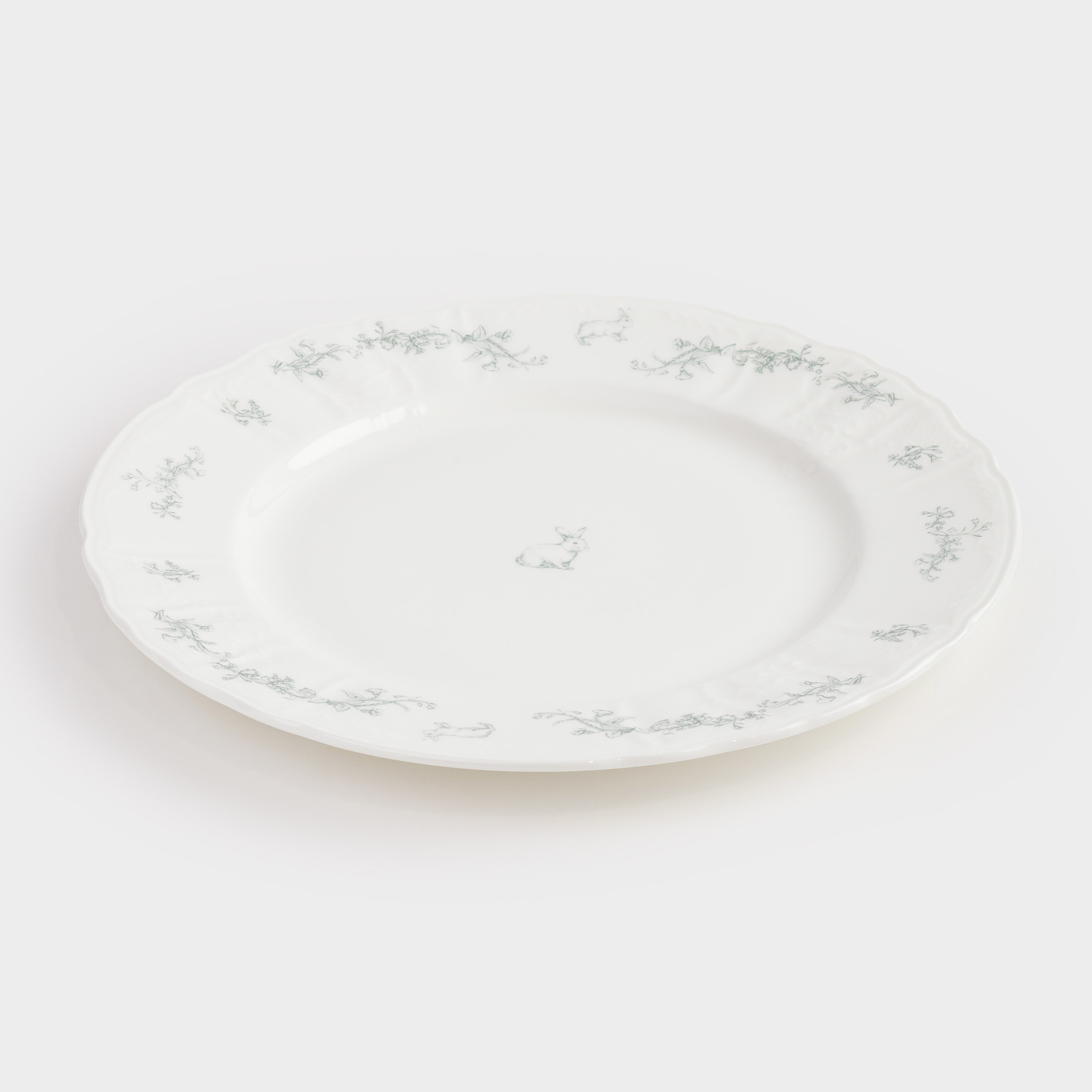 Тарелка обеденная, 27 см, фарфор Fine Bone China, белая, Кролик и цветы, Easter blooming, image-2