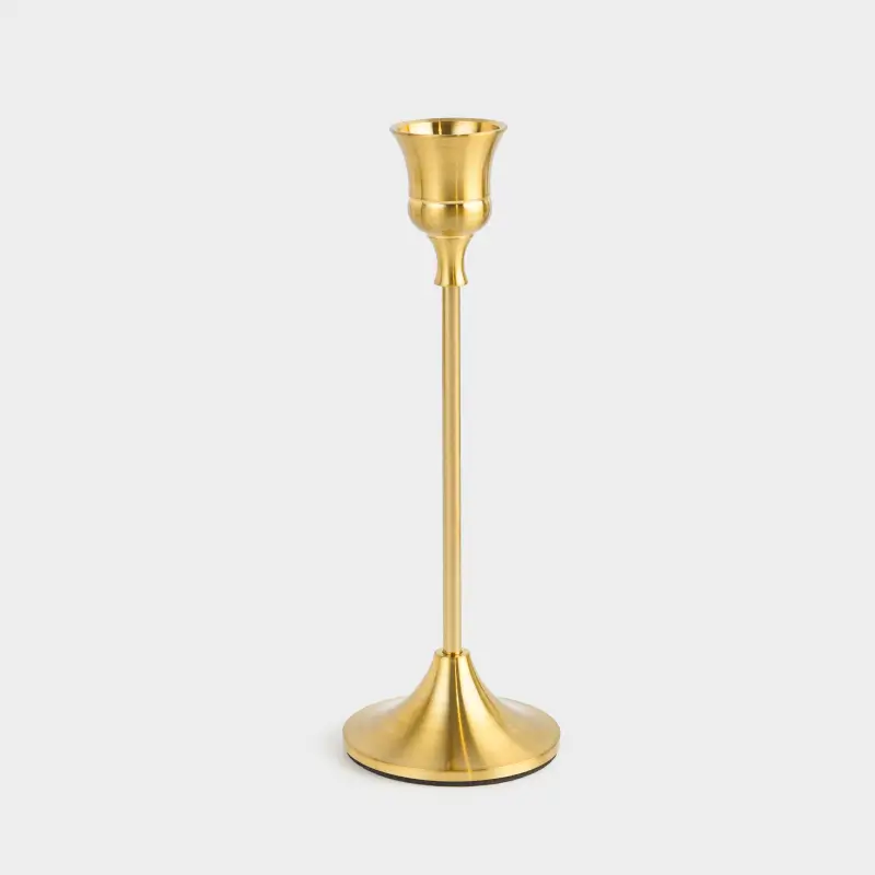 Подсвечник, 19 см, для тонкой свечи, на ножке, металл, золотистый, Fantastic gold ,image-0