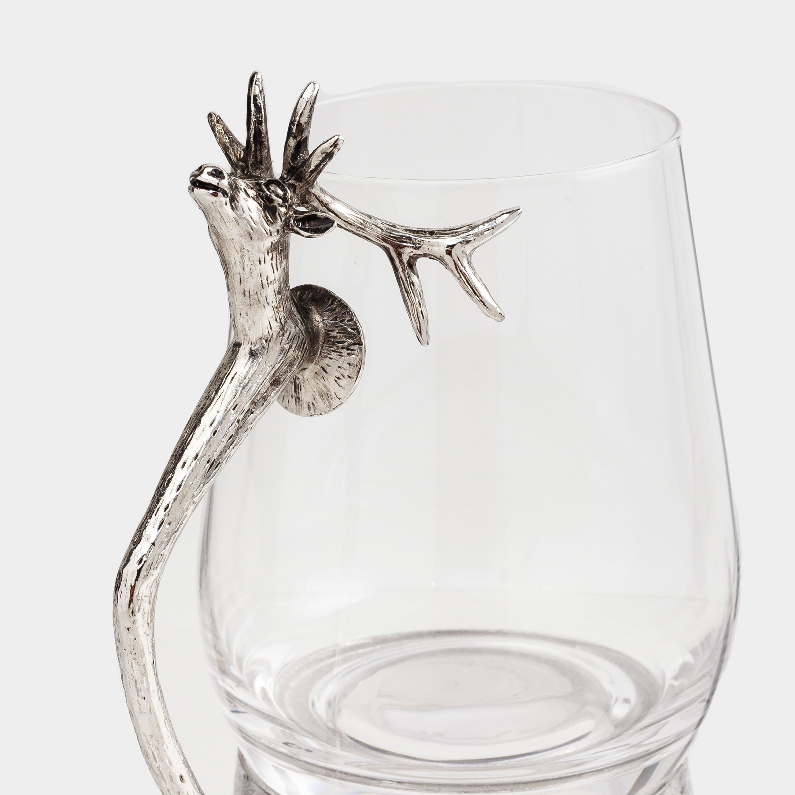 Кружка, 400 мл, стекло/металл, Серебристый олень, Lux elements, image-1