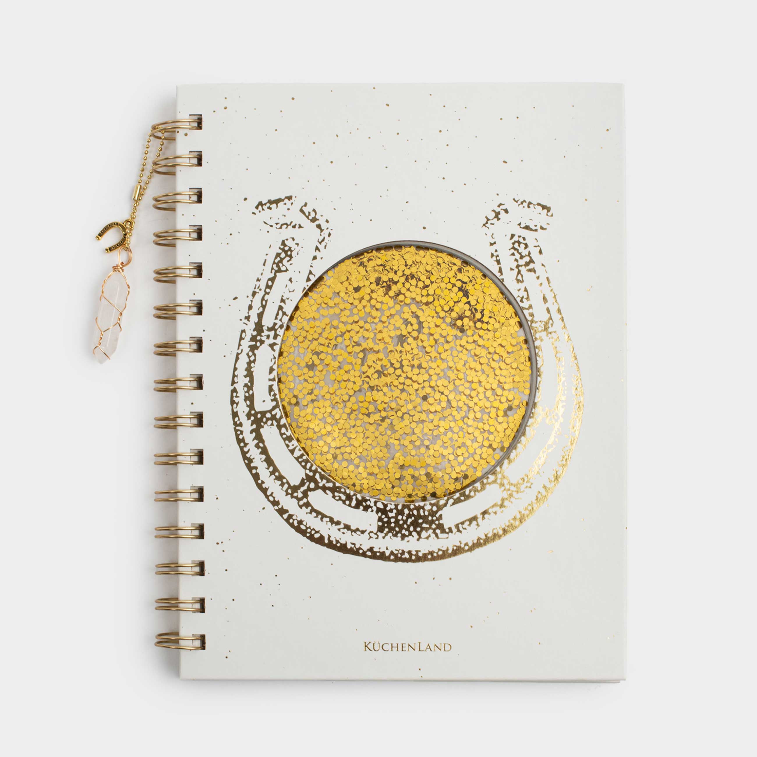 Жазбаға арналған блокнот, 16х20 см, 70 л, сақиналы, аспасы бар, экрю, Таға, Stationery gold