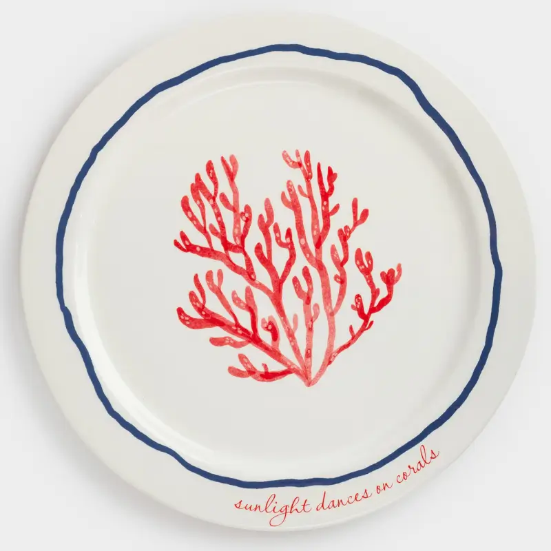 Блюдо, 28 см, керамика, молочное, Коралл, Coral reef ,image-0