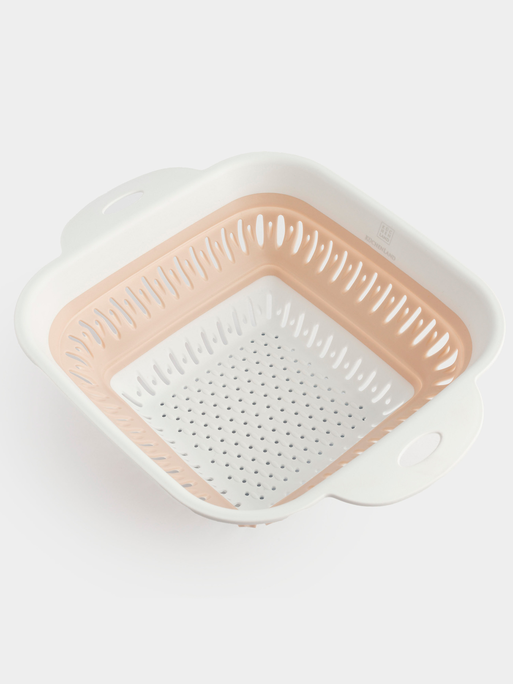 Дуршлаг, 22х22 см, складной, пластик/резина, квадратный, бежевый, Foldaway, image-1