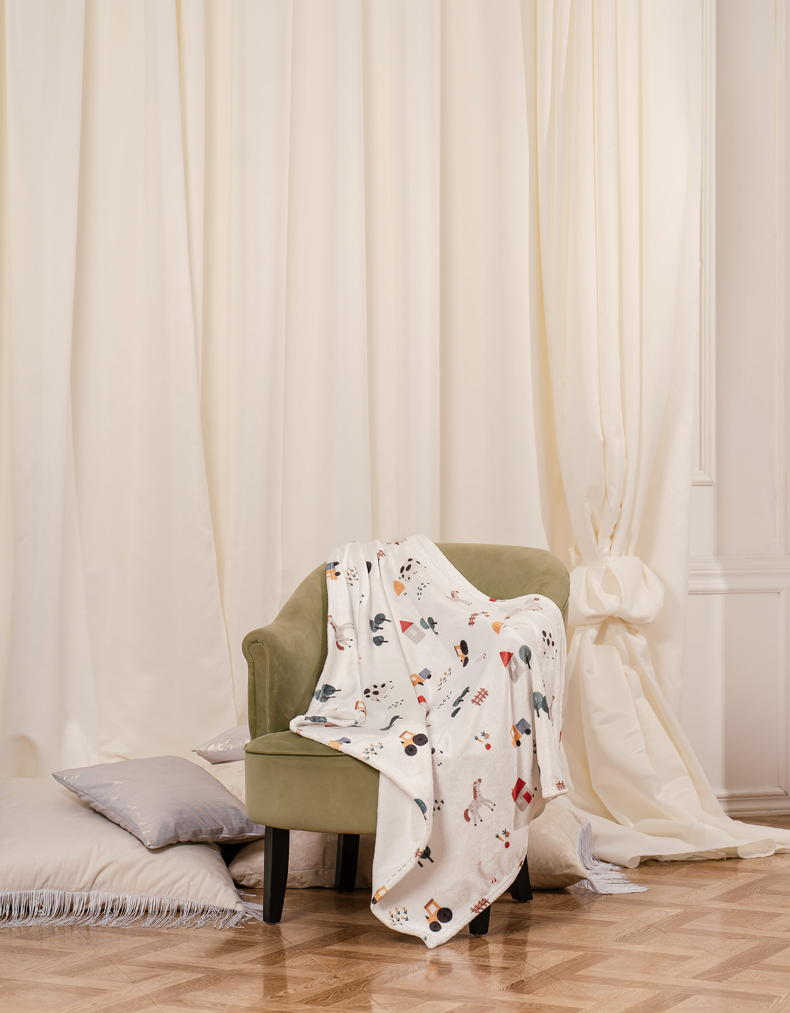 Плед, 90х120 см, детский, фланель, молочный, Ферма, Flannel, image-5