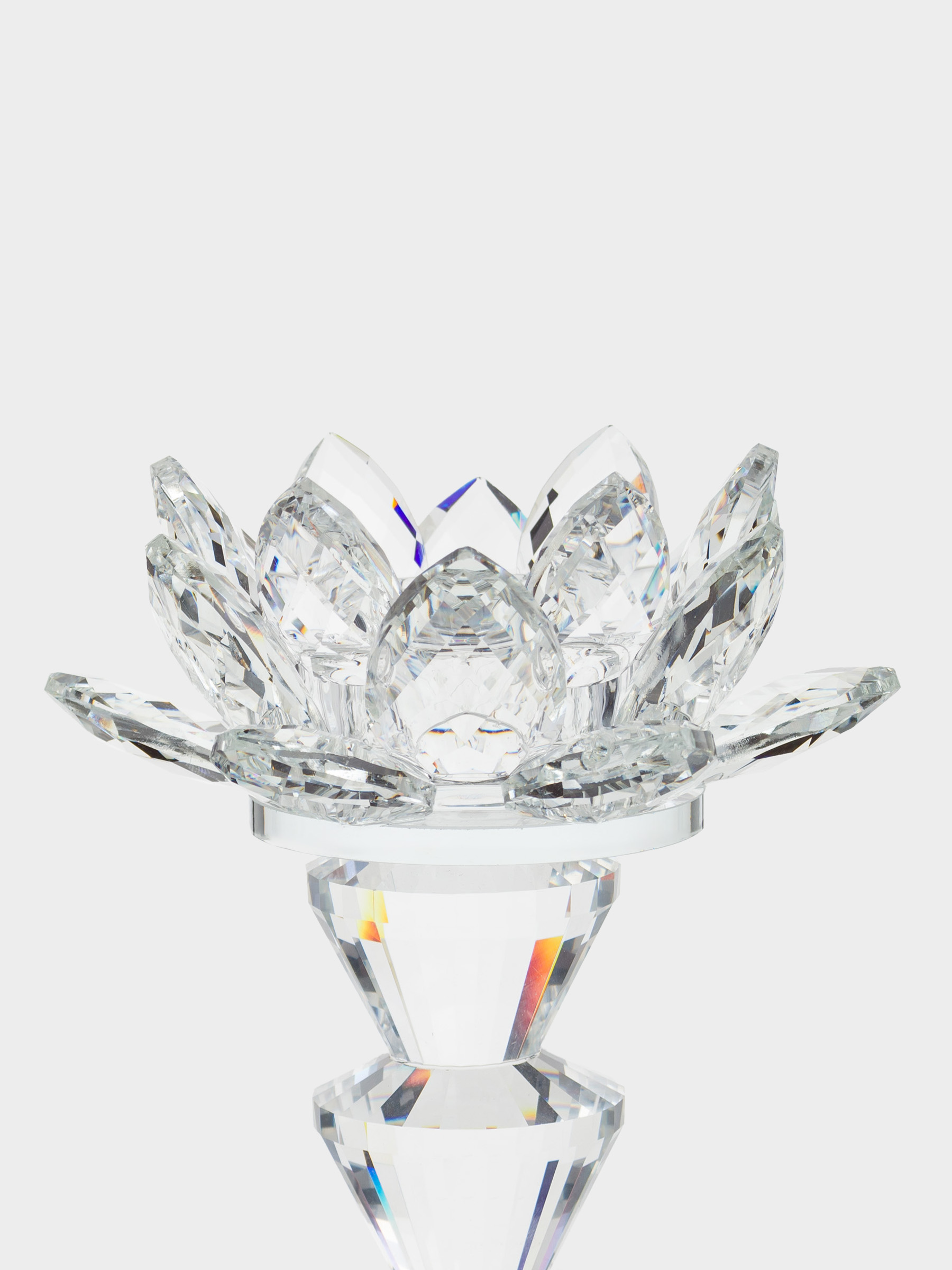 Шам ұстағыш, 11 см, шай шамына арналған, аяқты, хрусталь шыны, Лотос, Crystal flower, image-2