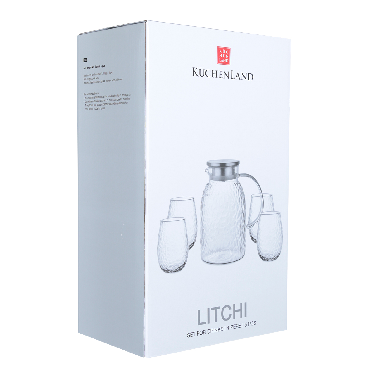 Сусын жинағы, 4 тұлға, 5 зат, пайдаланылған шыны/болат, Litchi, image-4