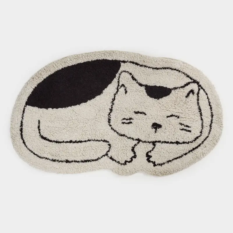 Кілемше, 100х61 см, мақта, сарғылт-қоңыр-қара, Мысық, Cat ,image-0