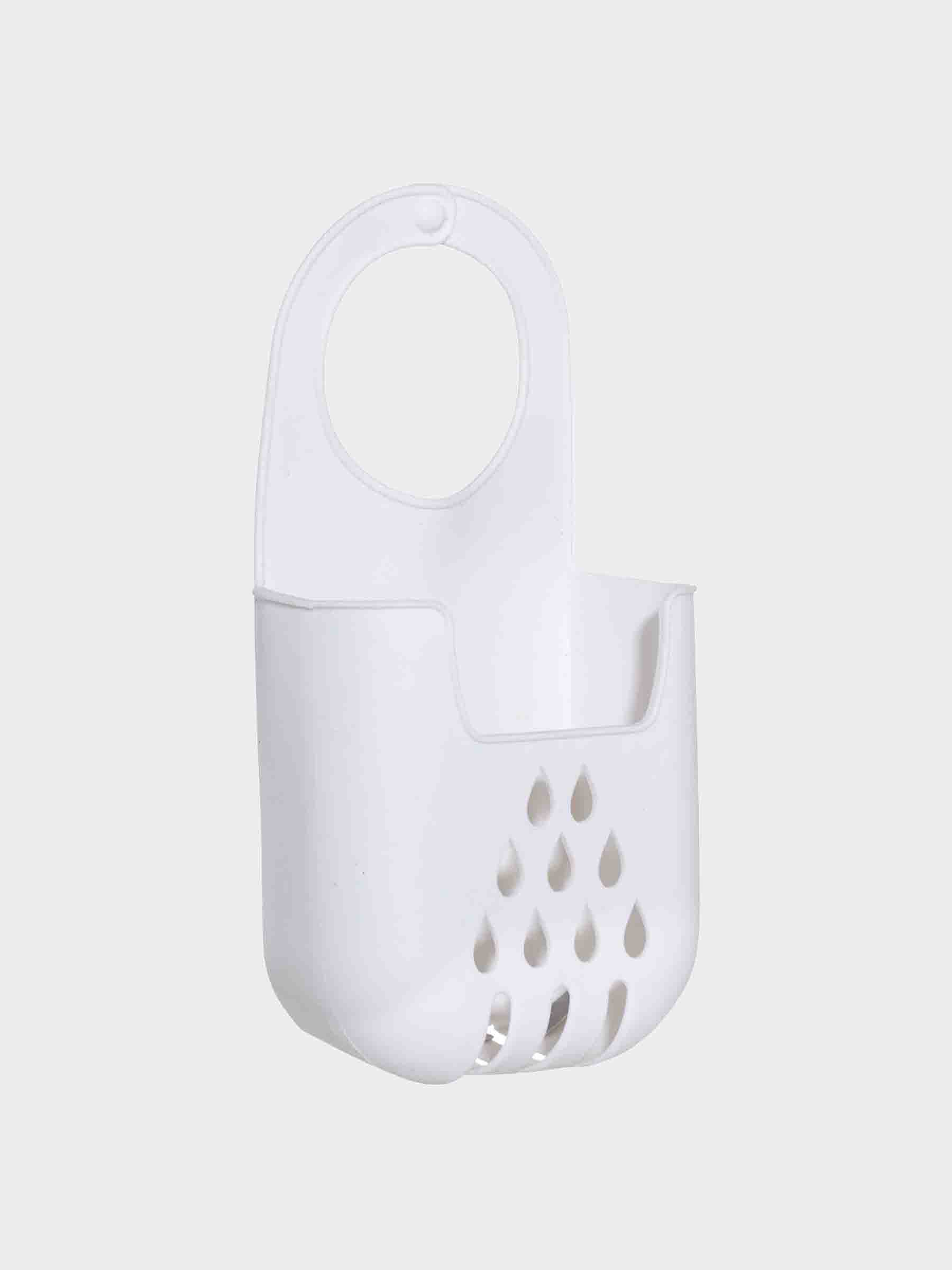 Держатель для кухонной губки, 9х10/18 см, подвесной, с губкой, резина, белый, Капли, Keeping, image-1