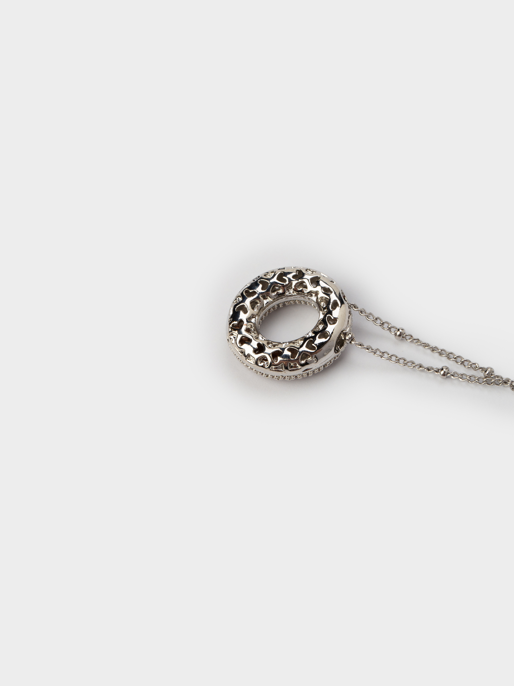Шынжыр, 49 см, аспасы бар, металл/страздар, күміс, Сақина, Jewelry, image-3
