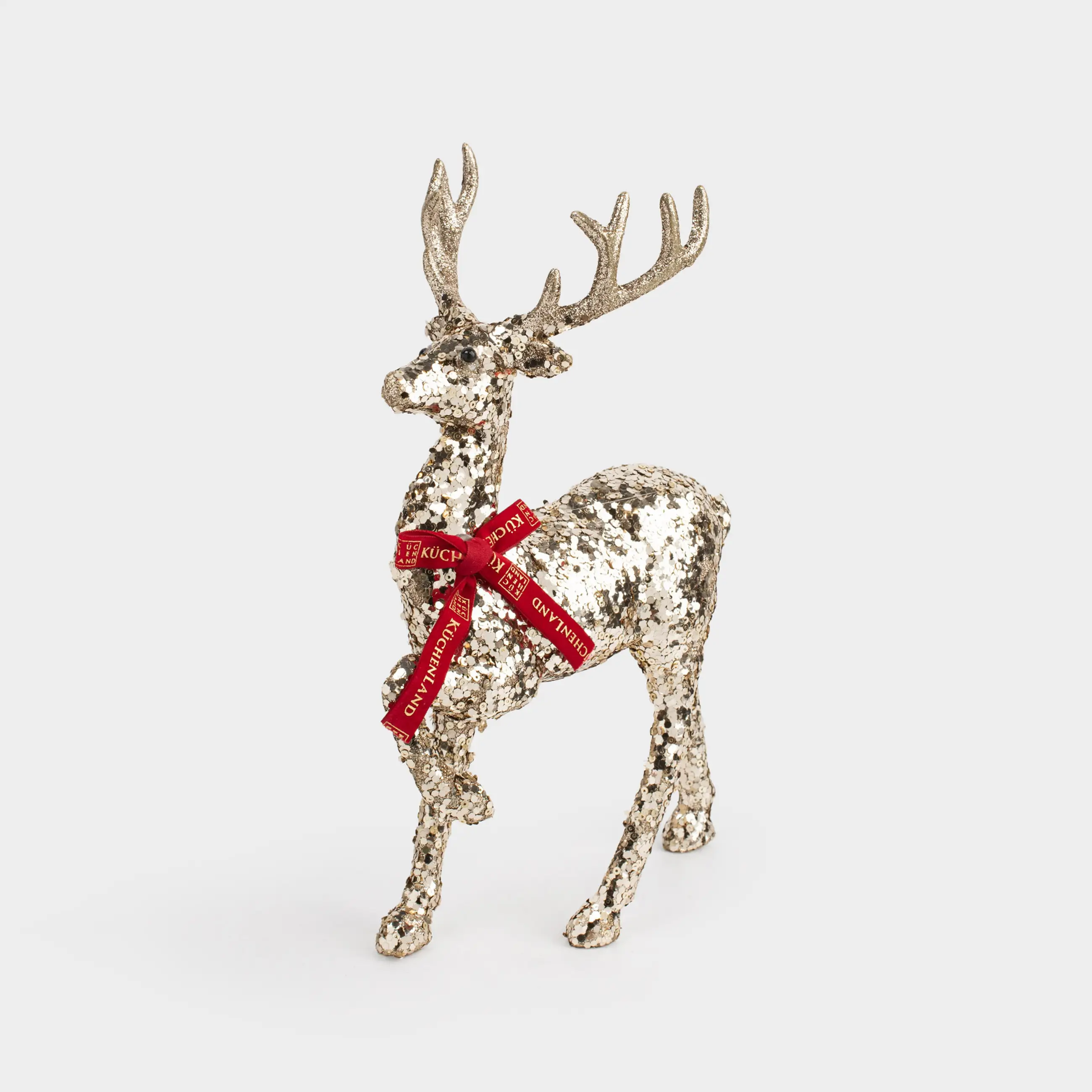 Мүсінше, 31 см, пластик, шампан, Қою қызыл бантигі бар бұғы, Deer sparks