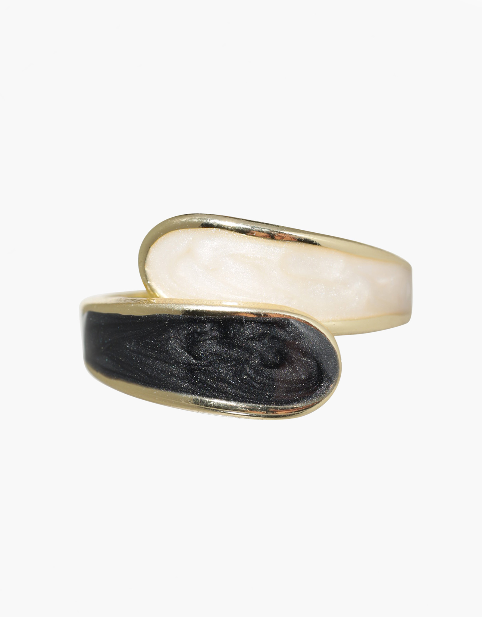 Кольцо, р. S-M, единый размер, металл/акрил, черно-бежевое, Jewelry , image-0