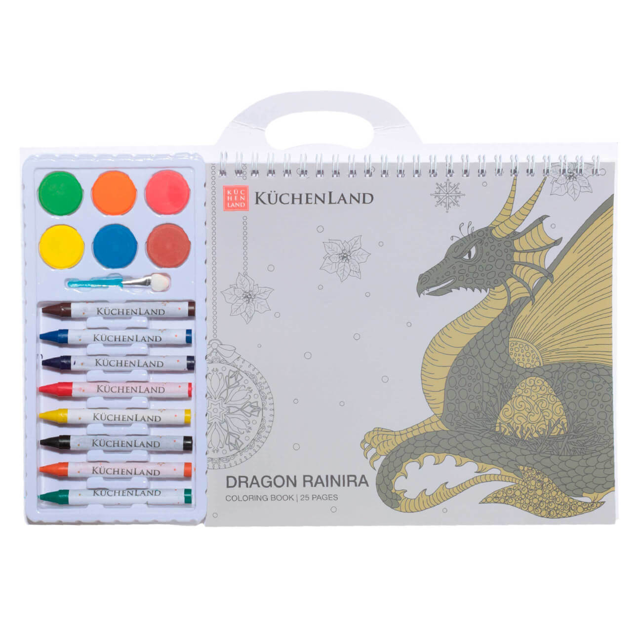 Набор для творчества, 20х31 см, раскраска 25 листов, Дракон с крыльями, Dragon rainira изображение № 1