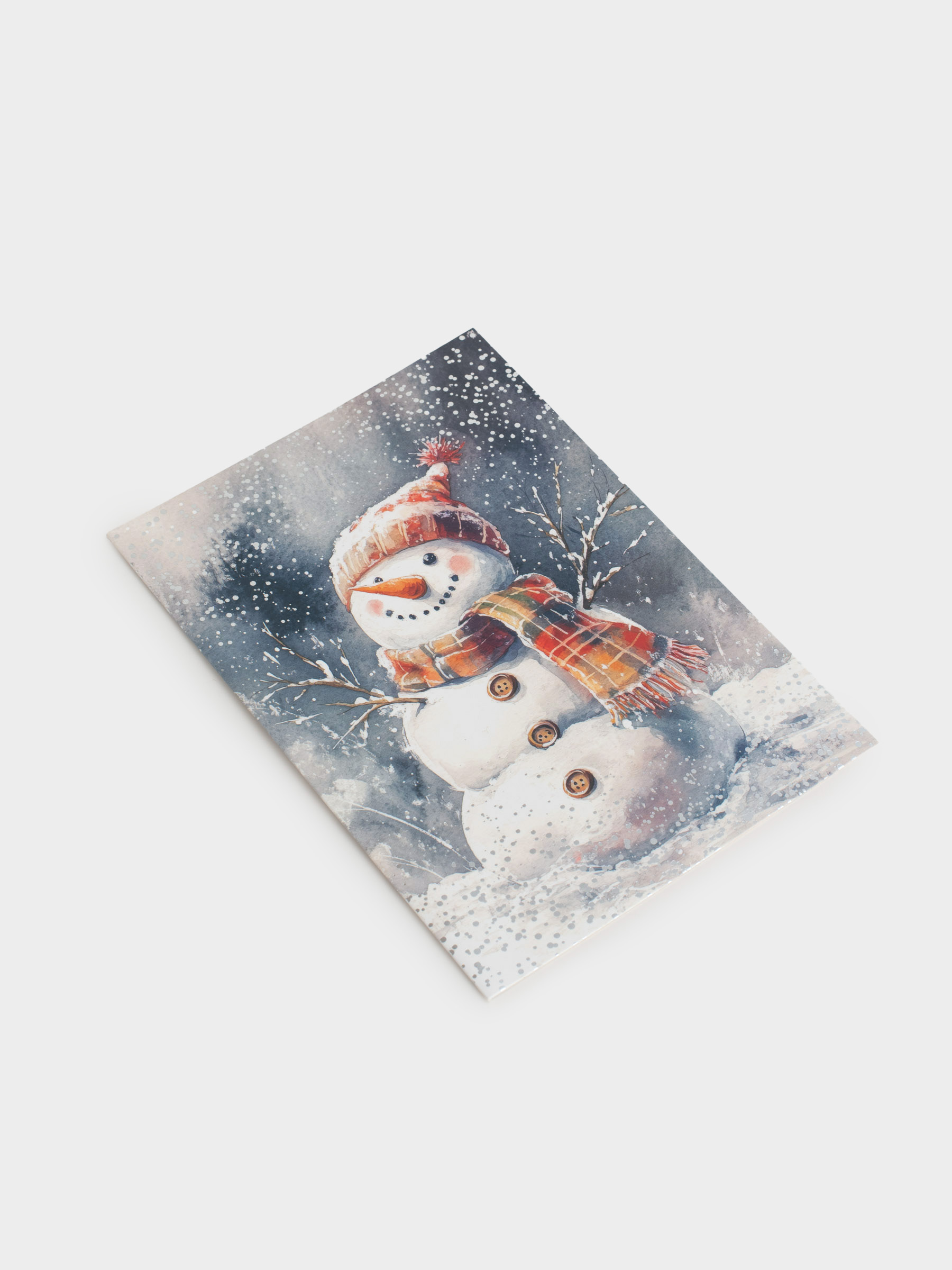 Открытка подарочная, 12х17 см, бумага, серебристая, Снеговик, Snowy, image-2