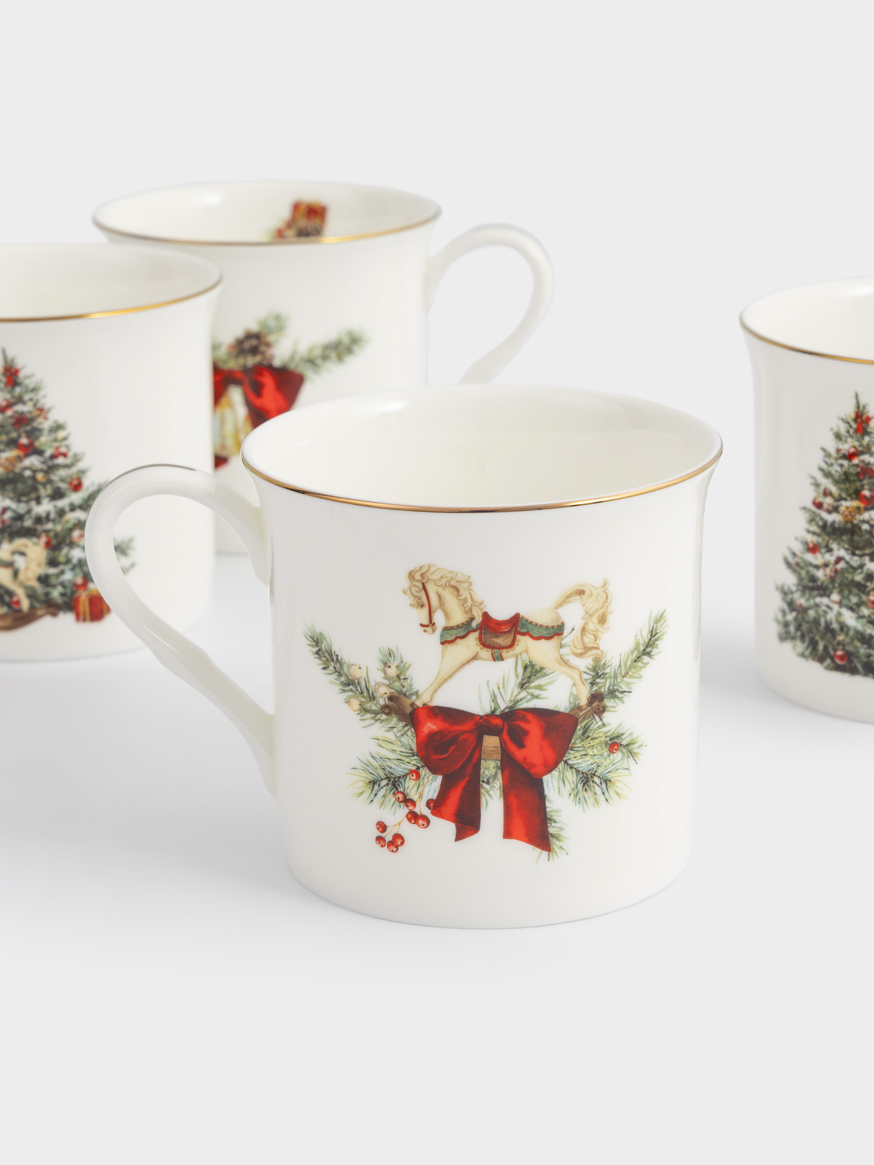Кружка, 300 мл, 4 шт, фарфор F, белая, Микс, Christmas miracle classic, image-1