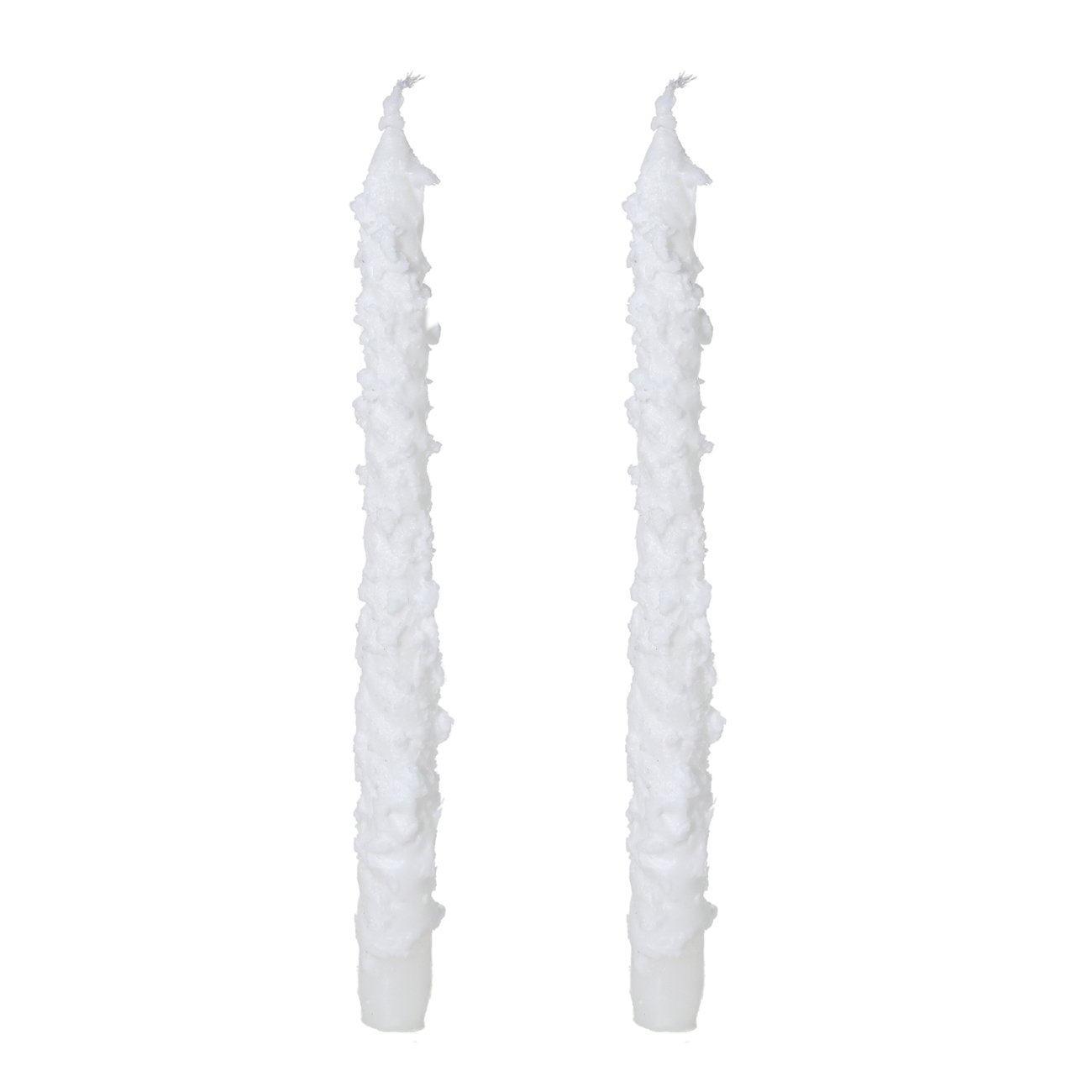 Свеча, 25 см, 2 шт, тонкая, белая, Застывший снег, Snowy candle, image-0