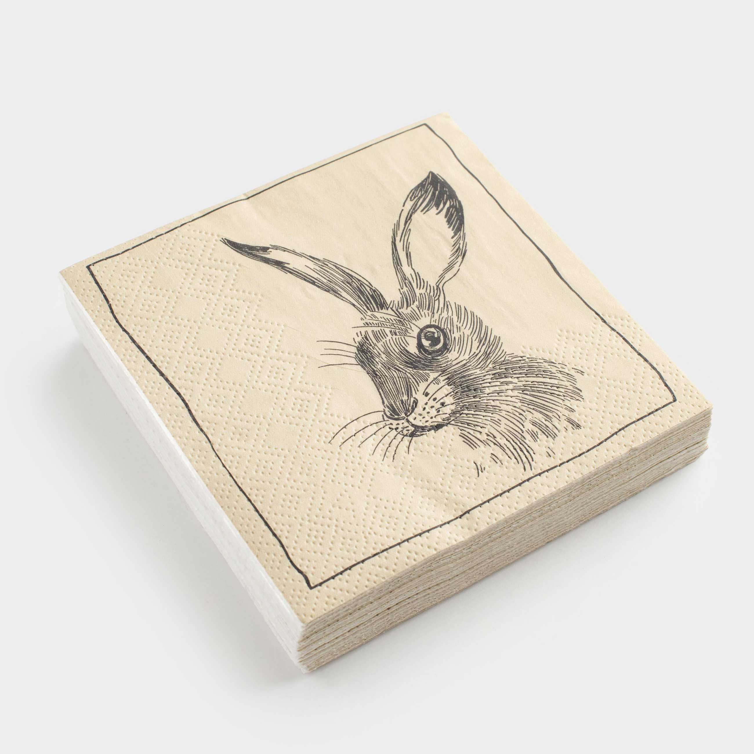 Салфетки бумажные, 21х21 см, 20 шт, квадратные, бежевые, Кролик, Natural Easter, image-3