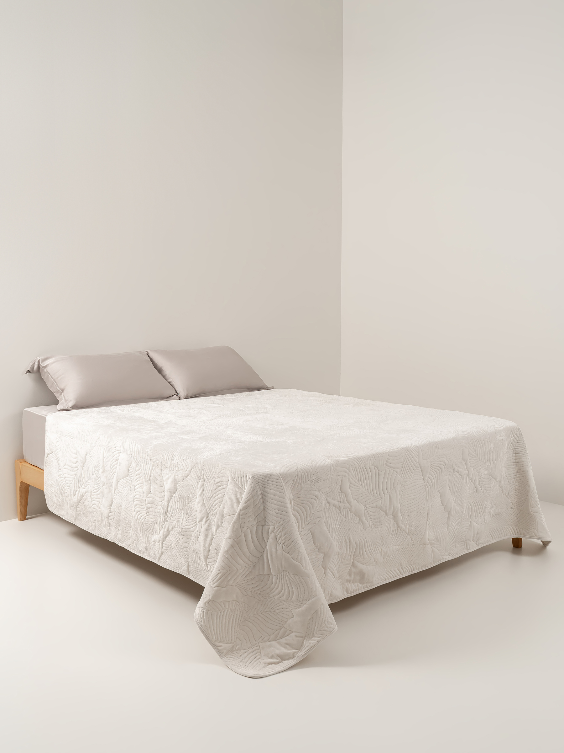 Көрпе, 220х240 см, көрпе, барқыт / микрофибра, сүт, жапырақтар, Stitch velvet, image-5