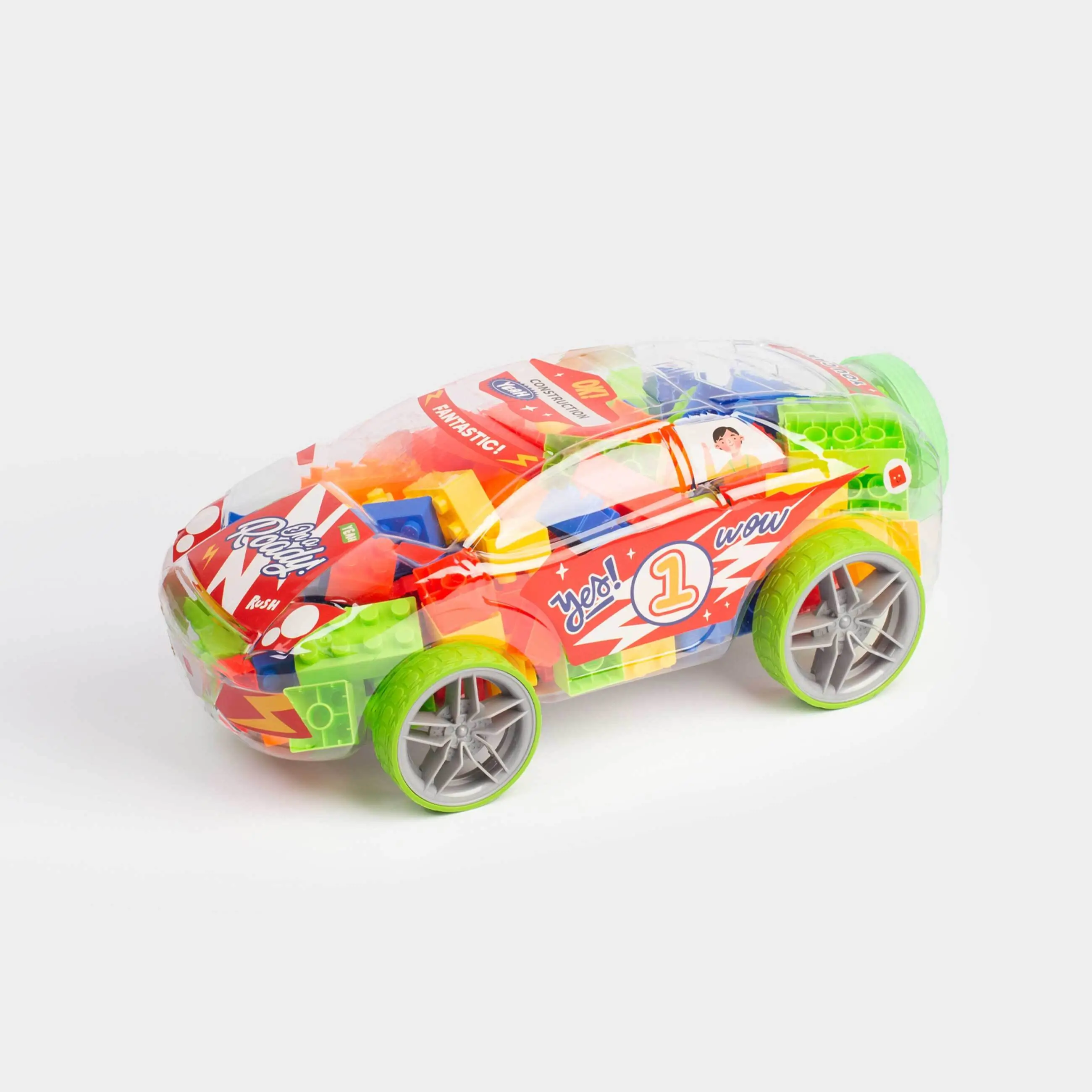 Құрастырушы ойыншық, 41х21 см, пластик, Текшелері бар көлік, Hobby kids